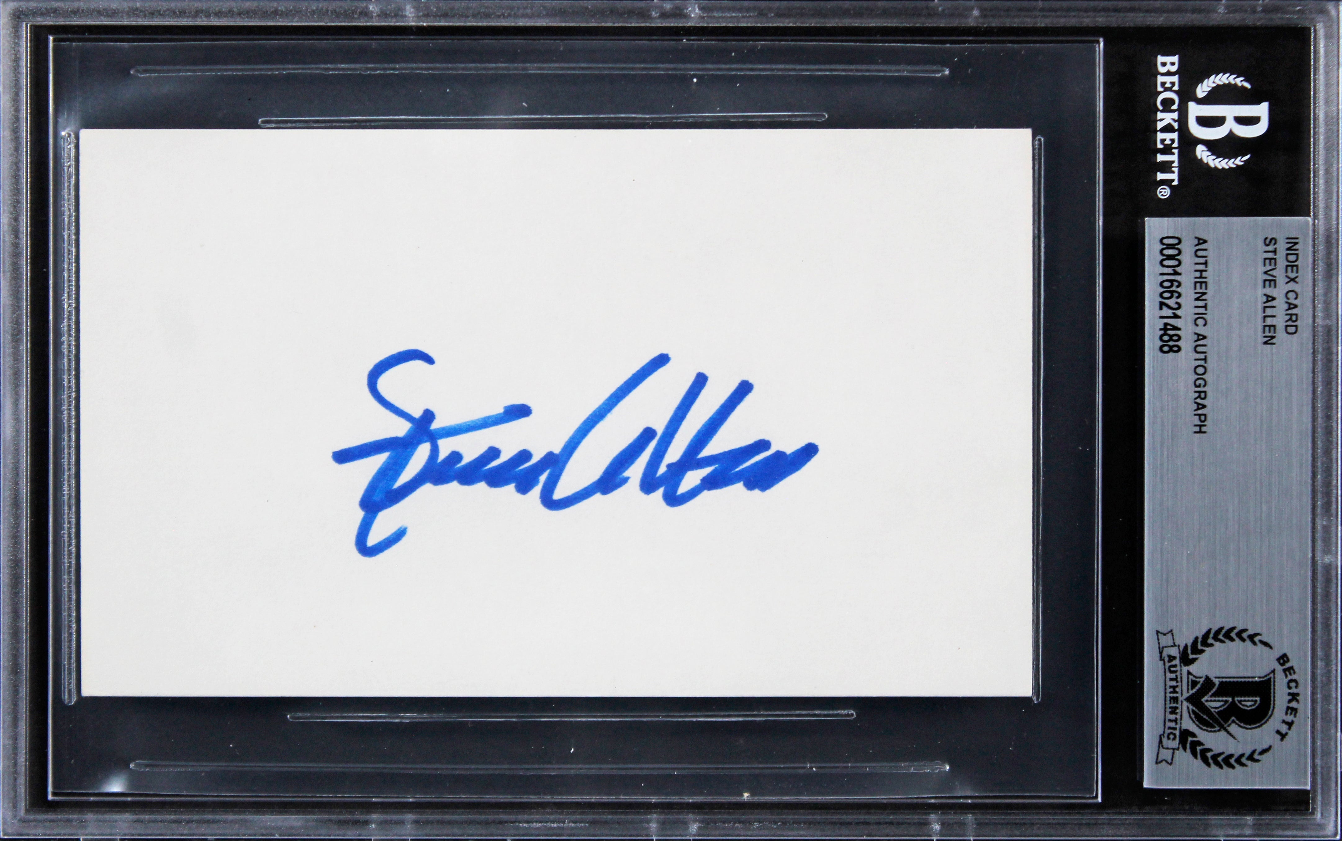 Steve Allen The Tonight Show Authentic Signed 3x5 Index Card BAS Slabbed