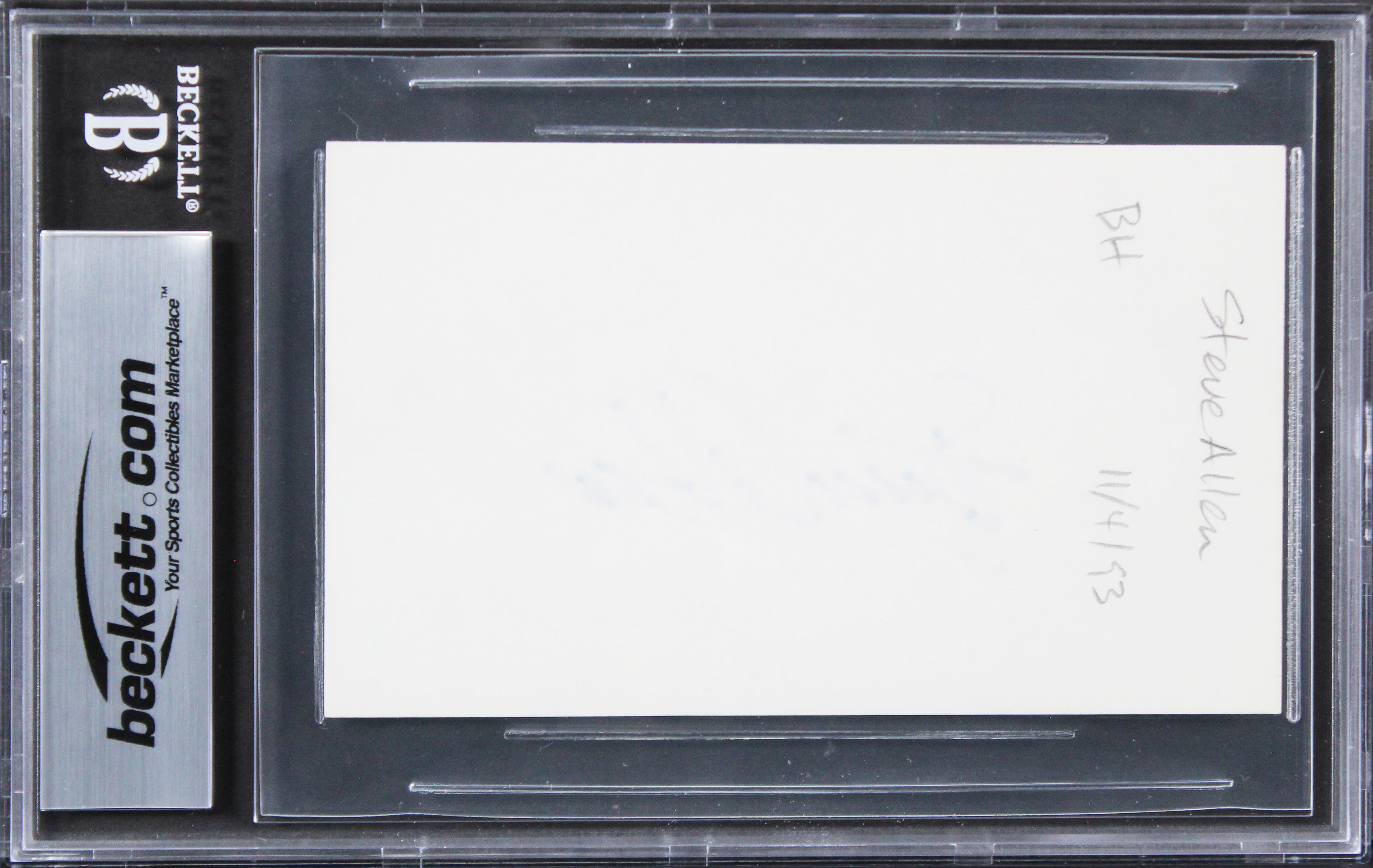 Steve Allen The Tonight Show Authentic Signed 3x5 Index Card BAS Slabbed