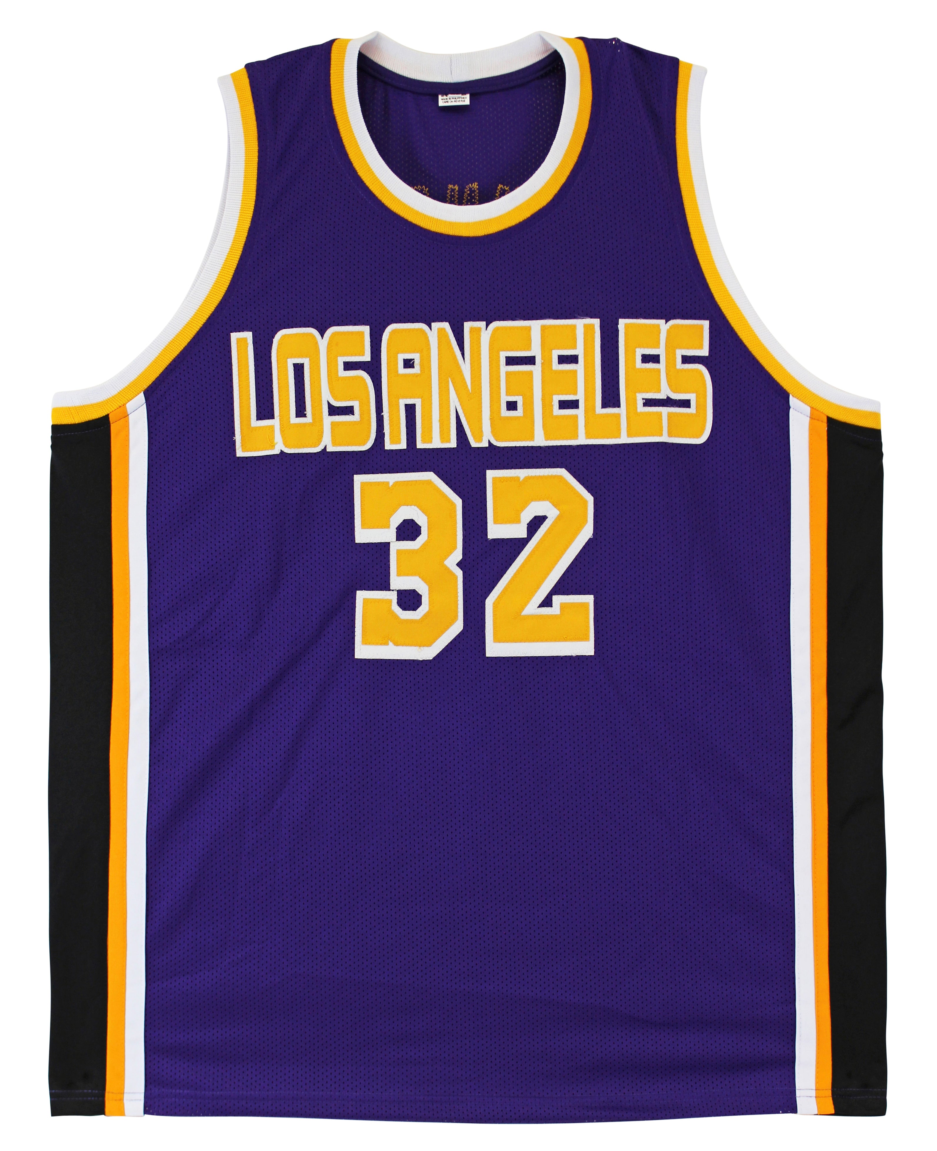 Magic Johnson Authentic Signed Purple Pro Style Jersey Black Trim BAS Witnessed