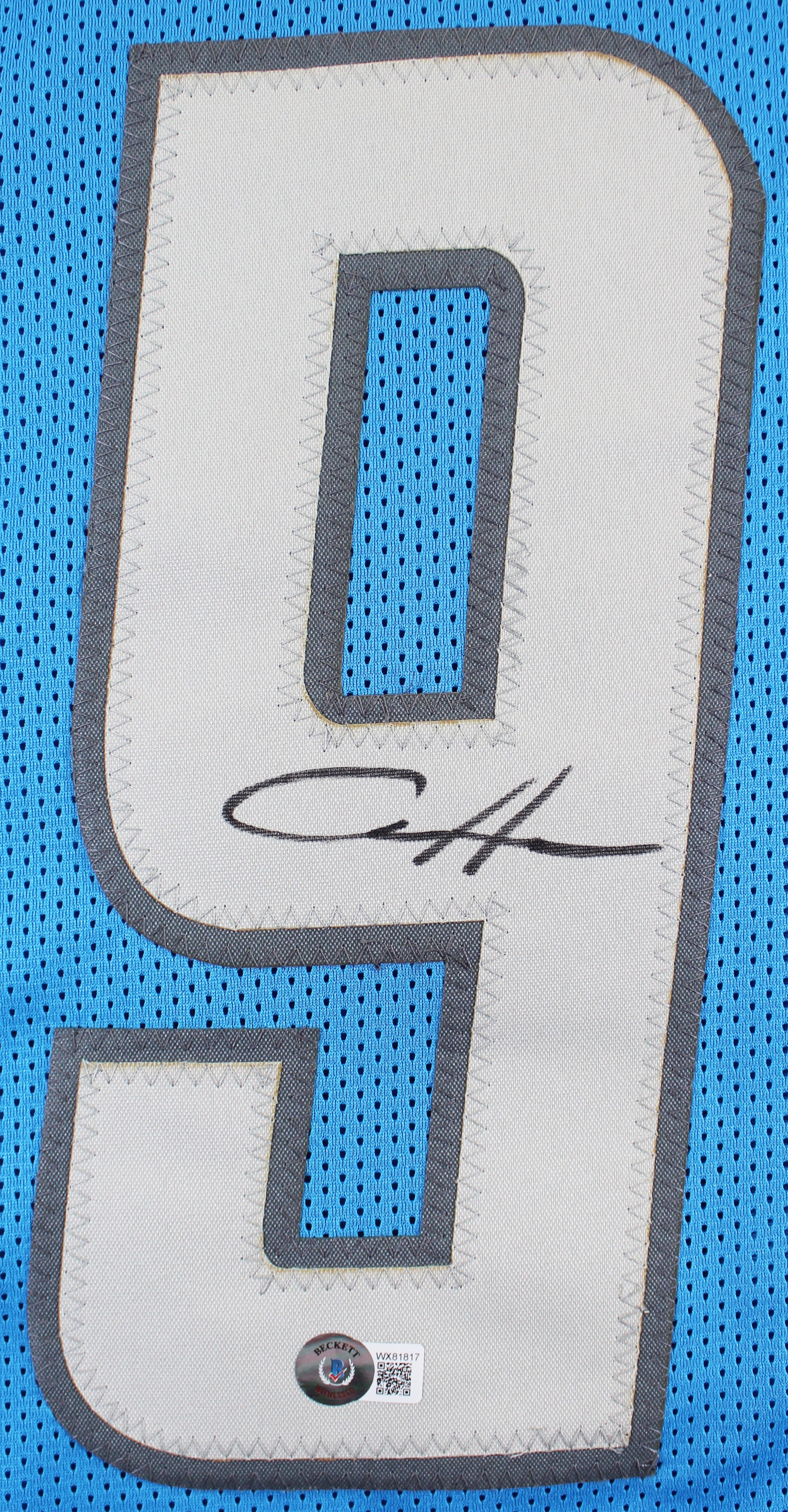 ** HOLIDAY DOORBUSTER ** Aidan Hutchinson Authentic Signed Blue Pro Style Jersey BAS Witnessed