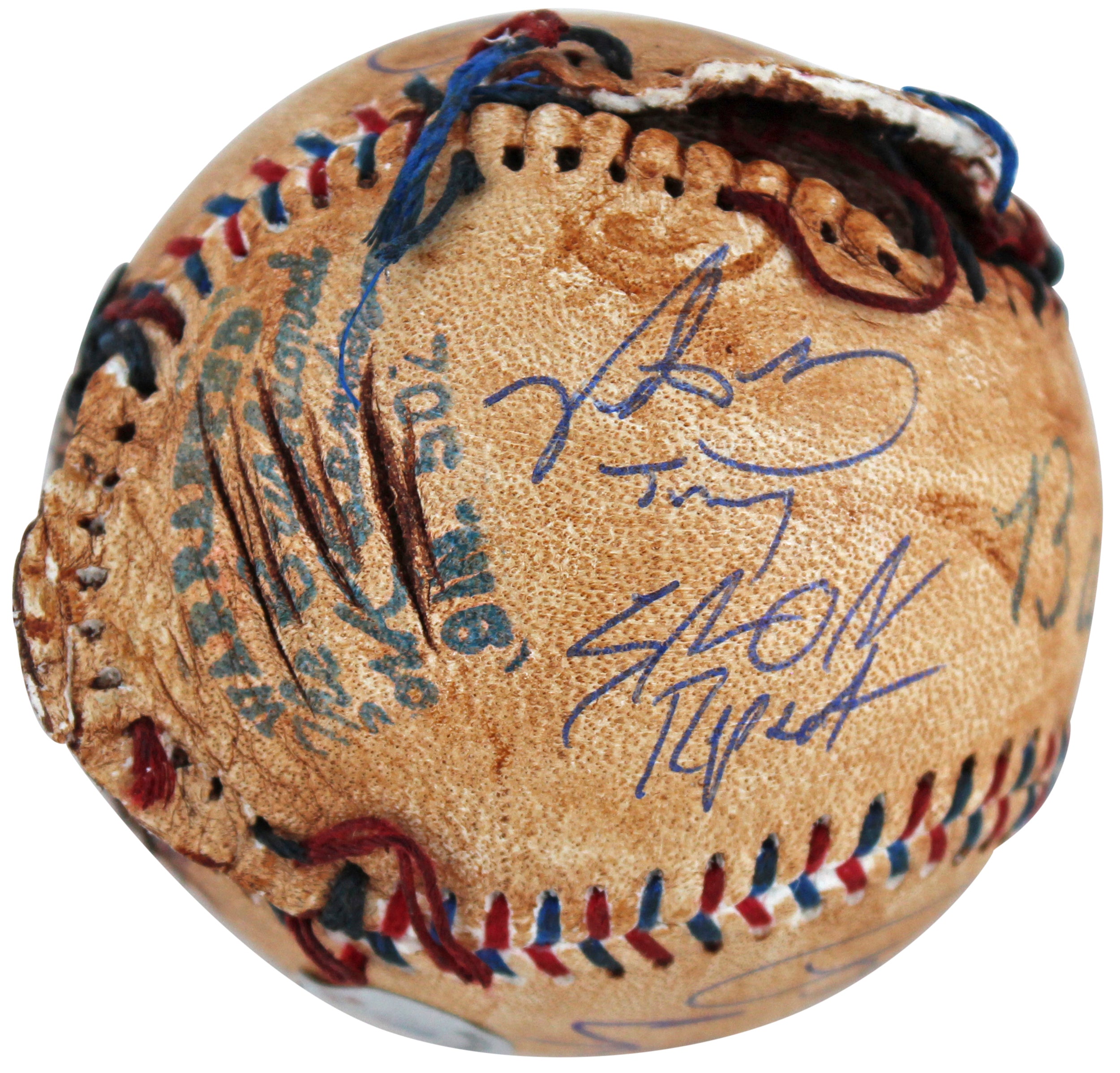 Sandlot (8) Guiry, Leopardi, Renna +5 Signed Chewed Baseball w/ Character BAS
