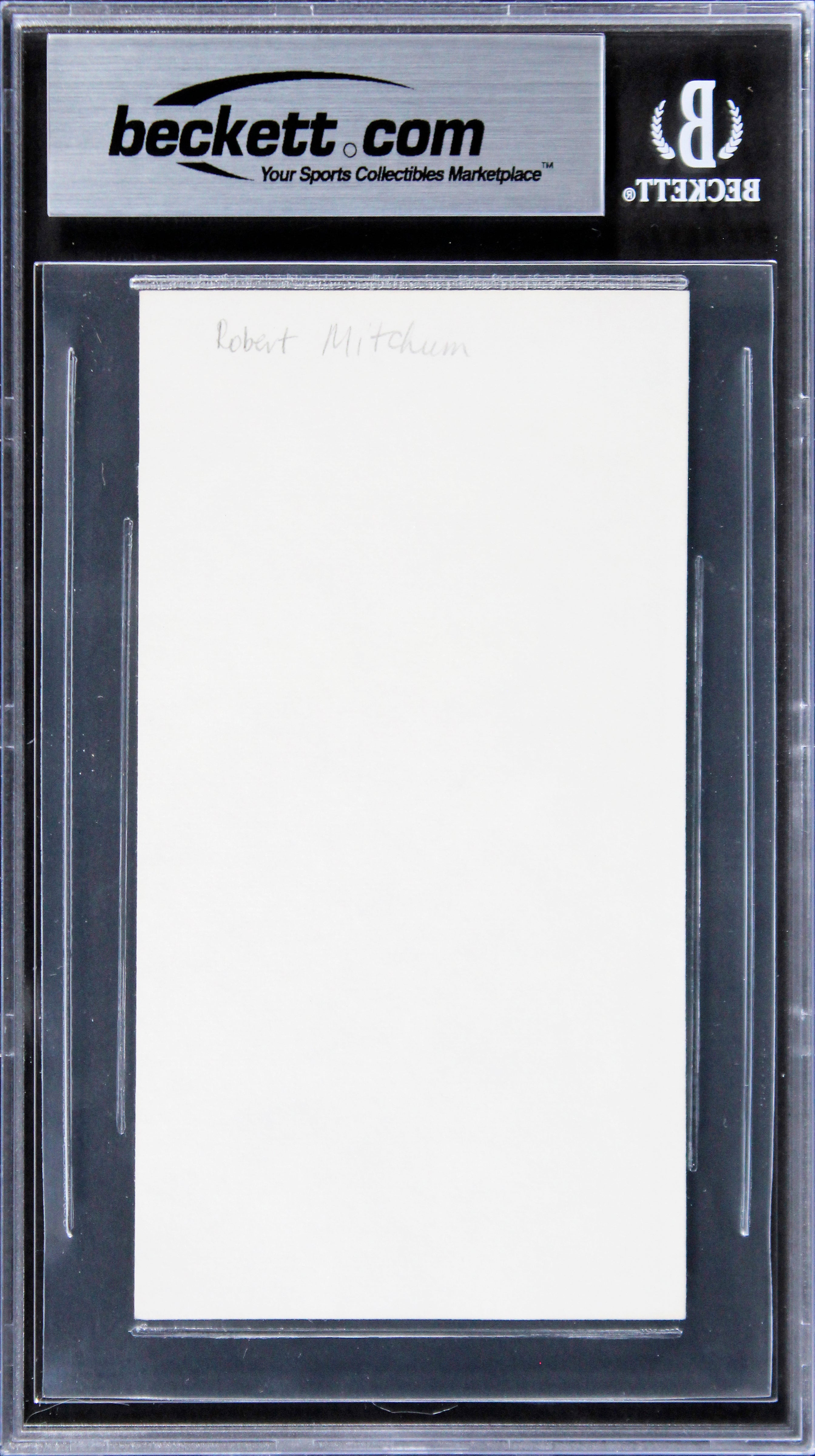 Robert Mitchum The Night of the Hunter Signed 3x5 Index Card BAS Slabbed