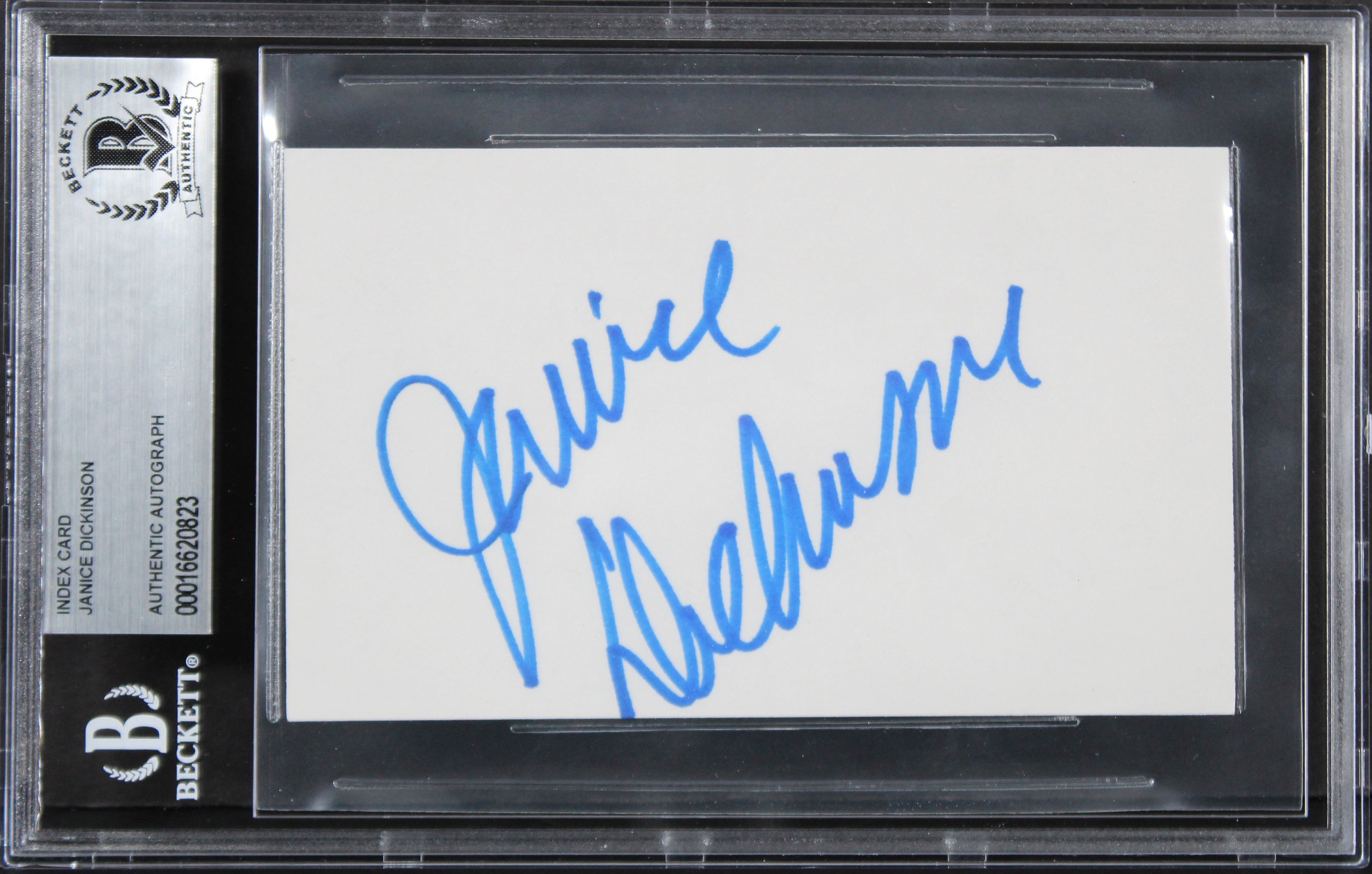 Janice Dickinson Model Authentic Signed 3x5 Index Card Autographed BAS Slabbed