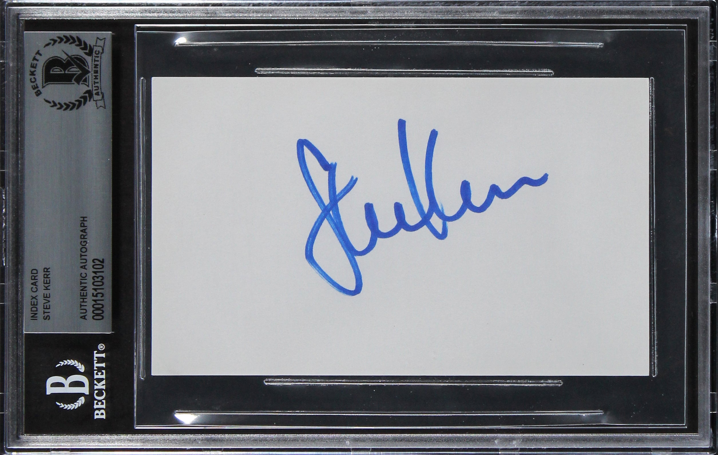 Bulls Steve Kerr Authentic Signed 3x5 Index Card Autographed BAS Slabbed