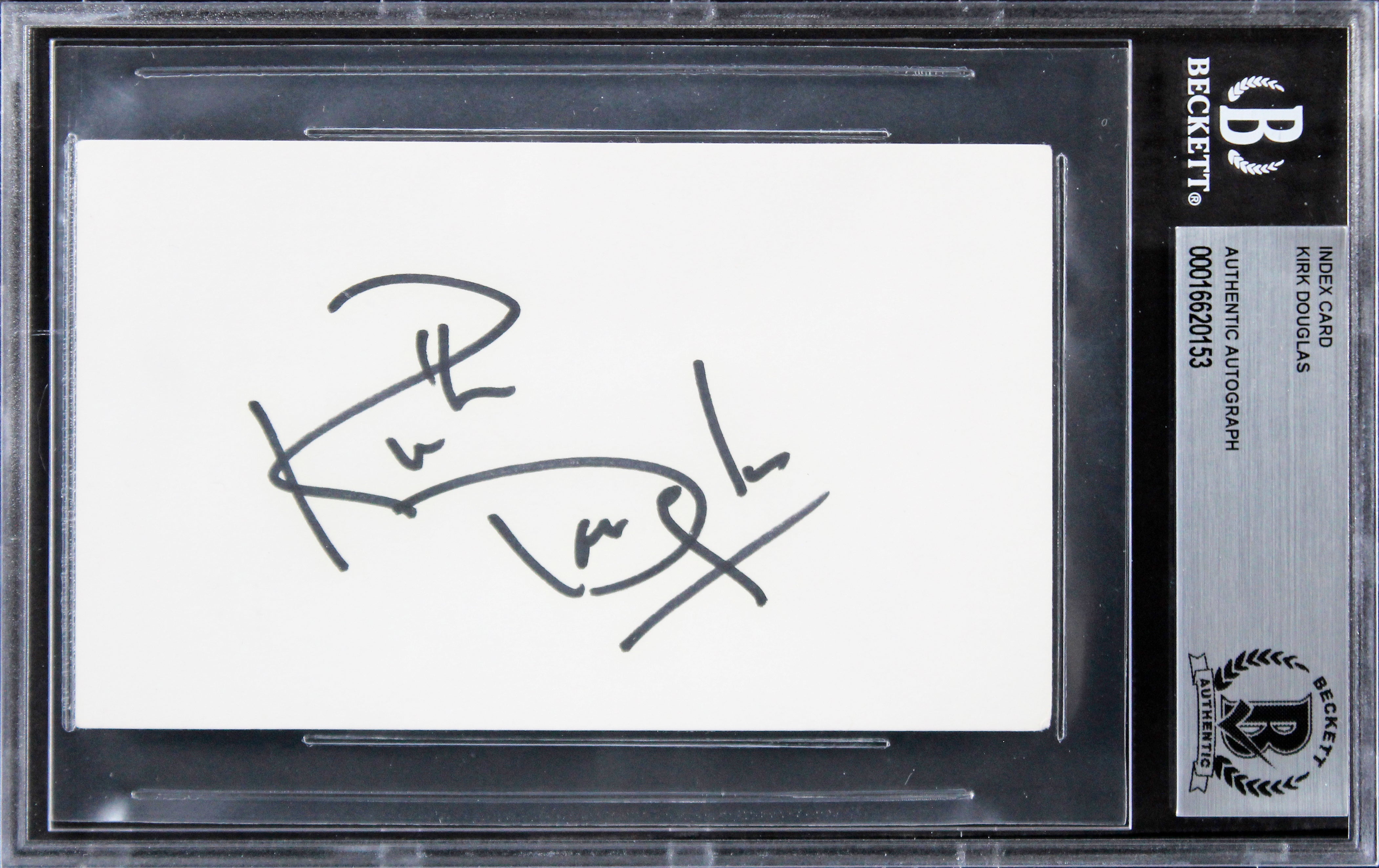 Kirk Douglas Spartacus Authentic Signed 3x5 Index Card Autographed BAS Slabbed 3