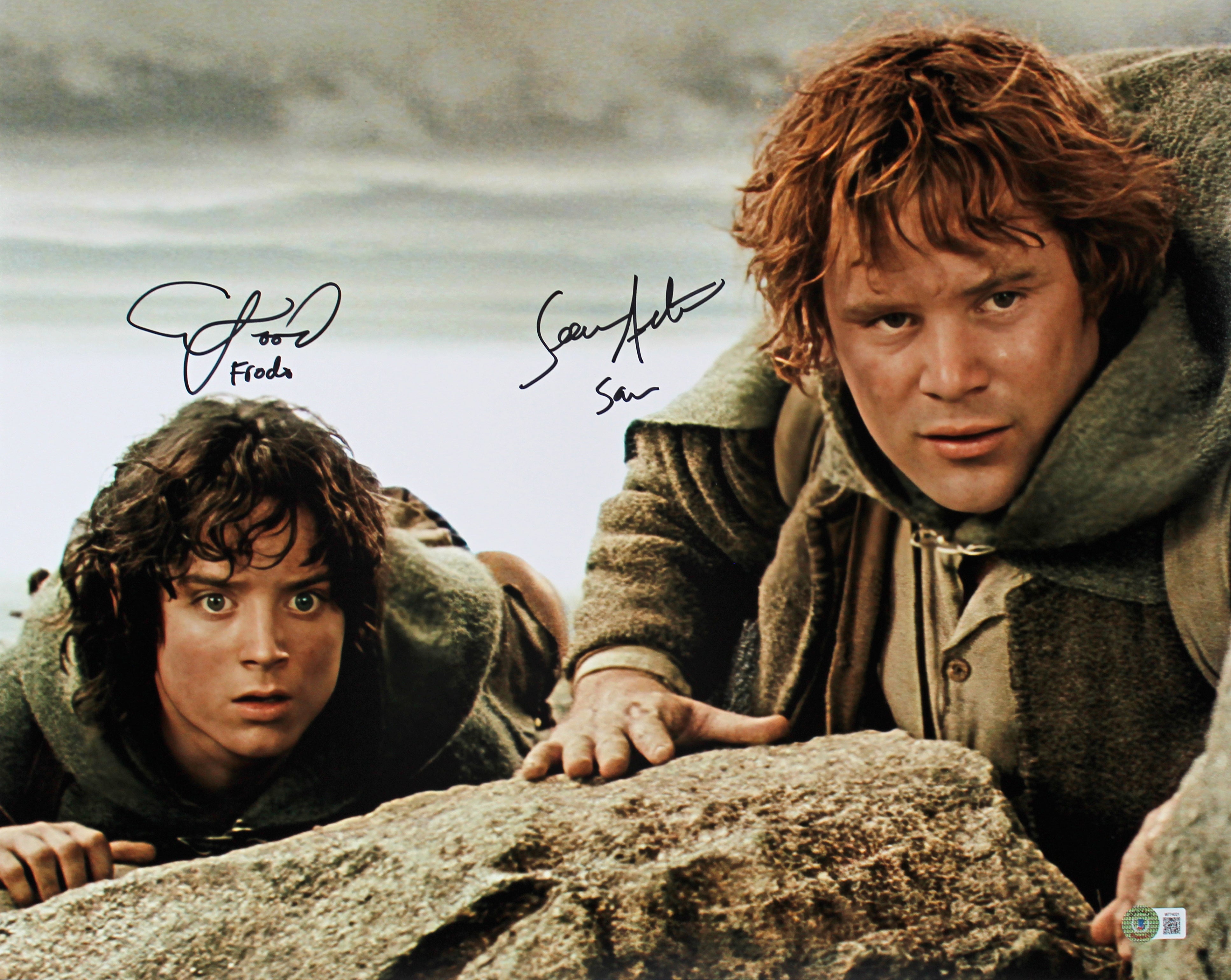 Elijah Wood & Sean Astin Lord of the Rings Signed 16x20 Horizontal Photo BAS Wit
