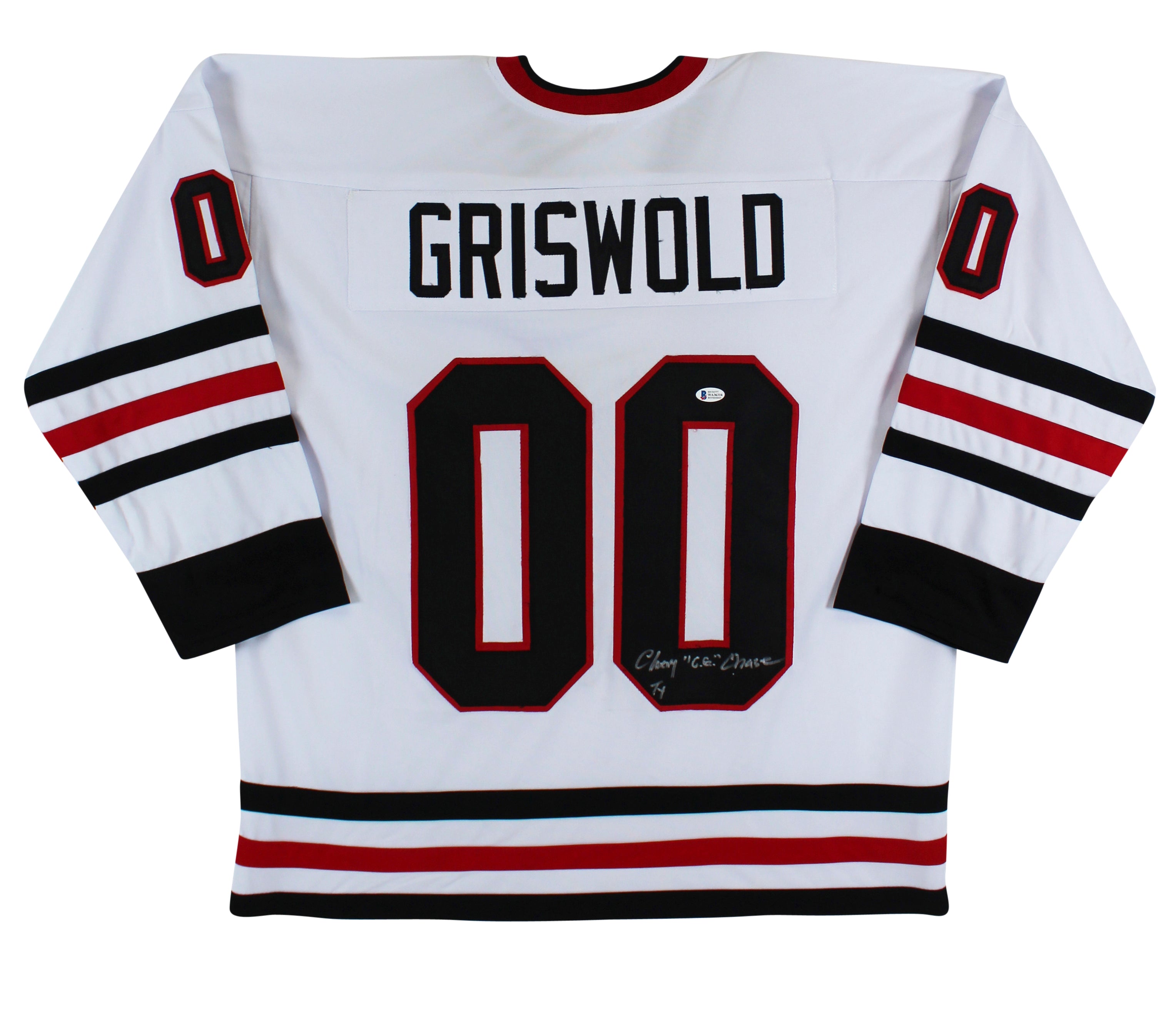 Chevy "C.G" Ty Chase Christmas Vacation Signed Santa Clark Jersey BAS Wit