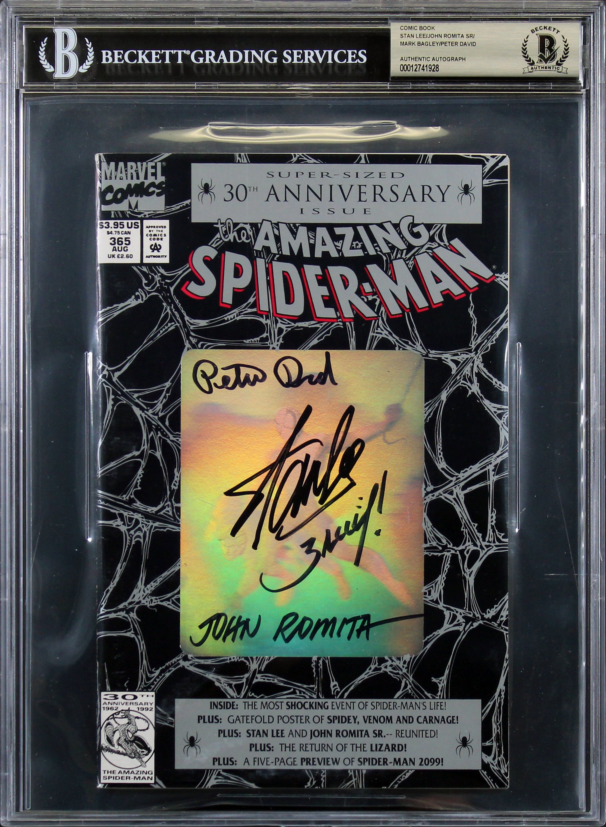 (4) Stan Lee, Romita +2 Signed The Amazing Spider-Man #365  Comic BAS Slabbed