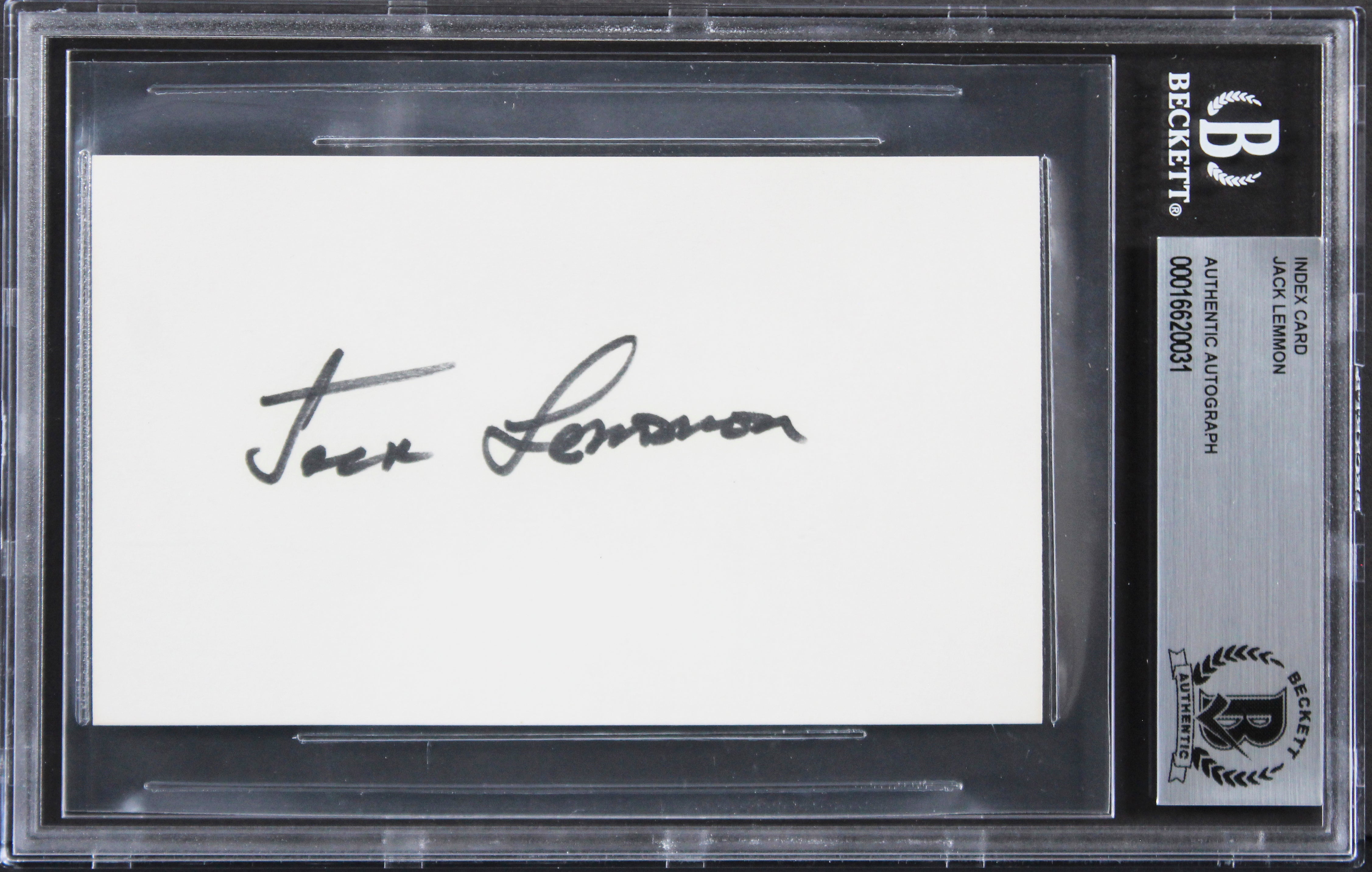 Jack Lemmon The Apartment Authentic Signed 3x5 Index Card BAS Slabbed