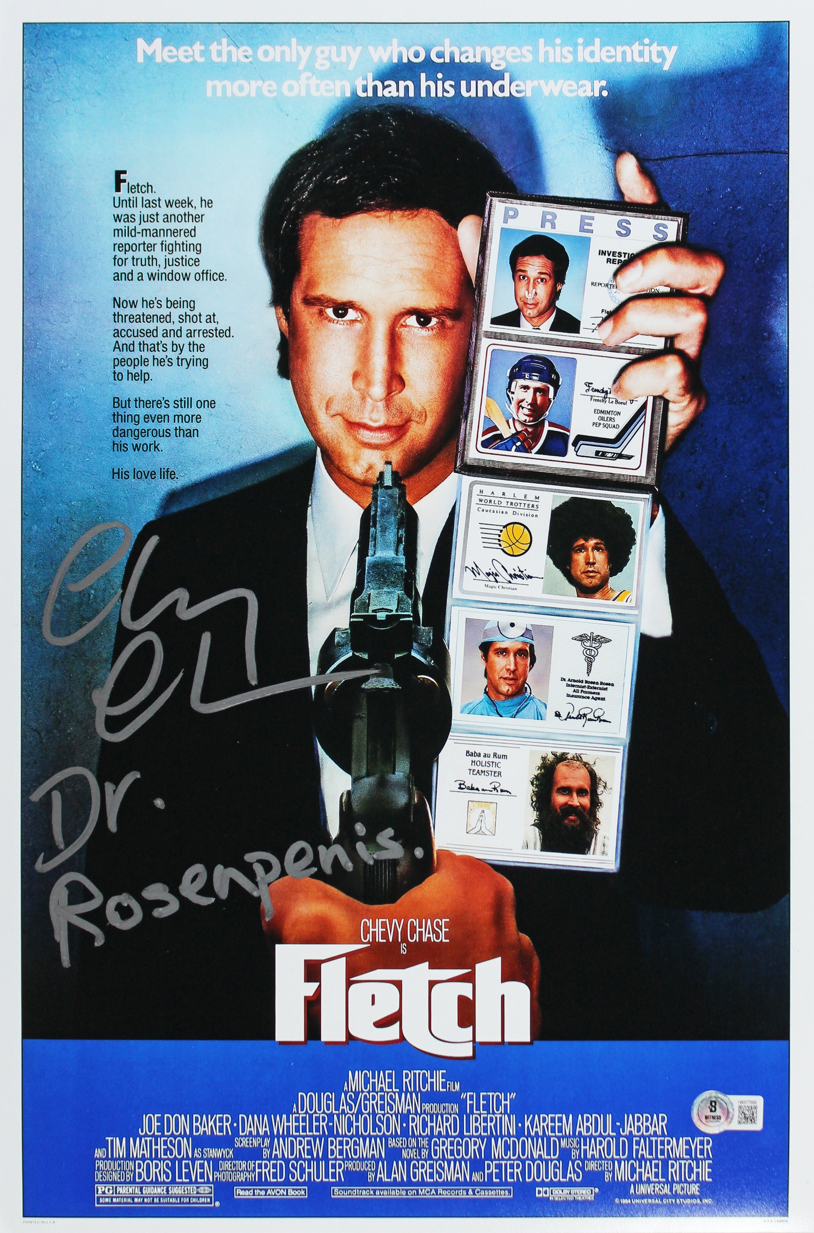 Chevy Chase Fletch "Dr. Rosen*****" Authentic Signed 12x18 Photo BAS #1W377555