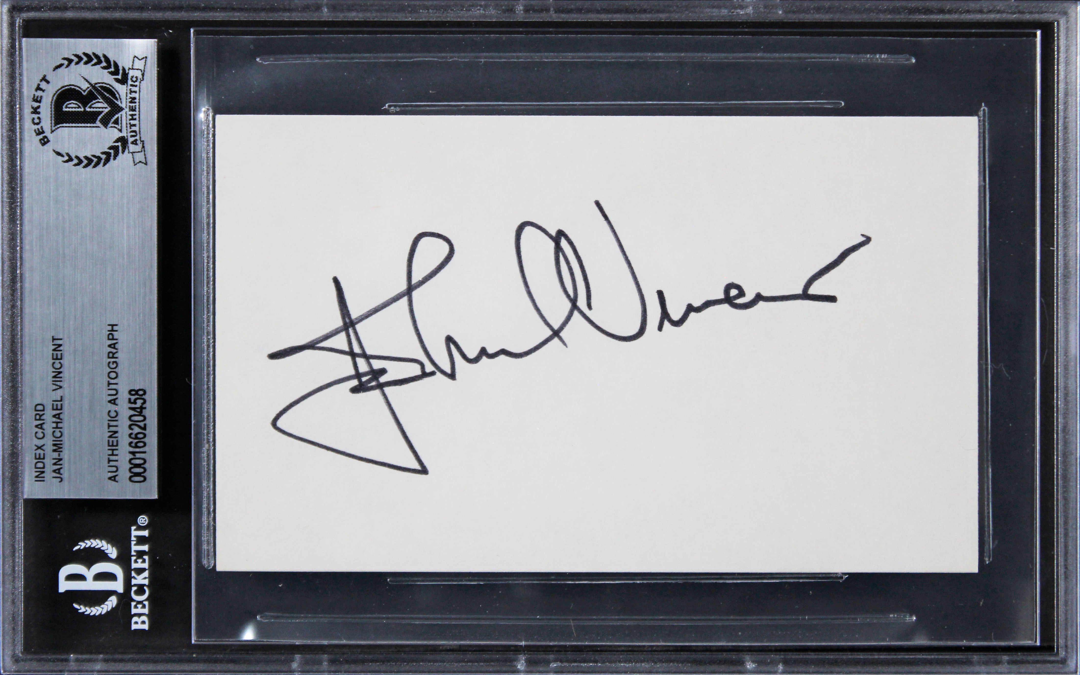 Jan-Michael Vincent Airwolf Authentic Signed 3x5 Index Card BAS Slabbed