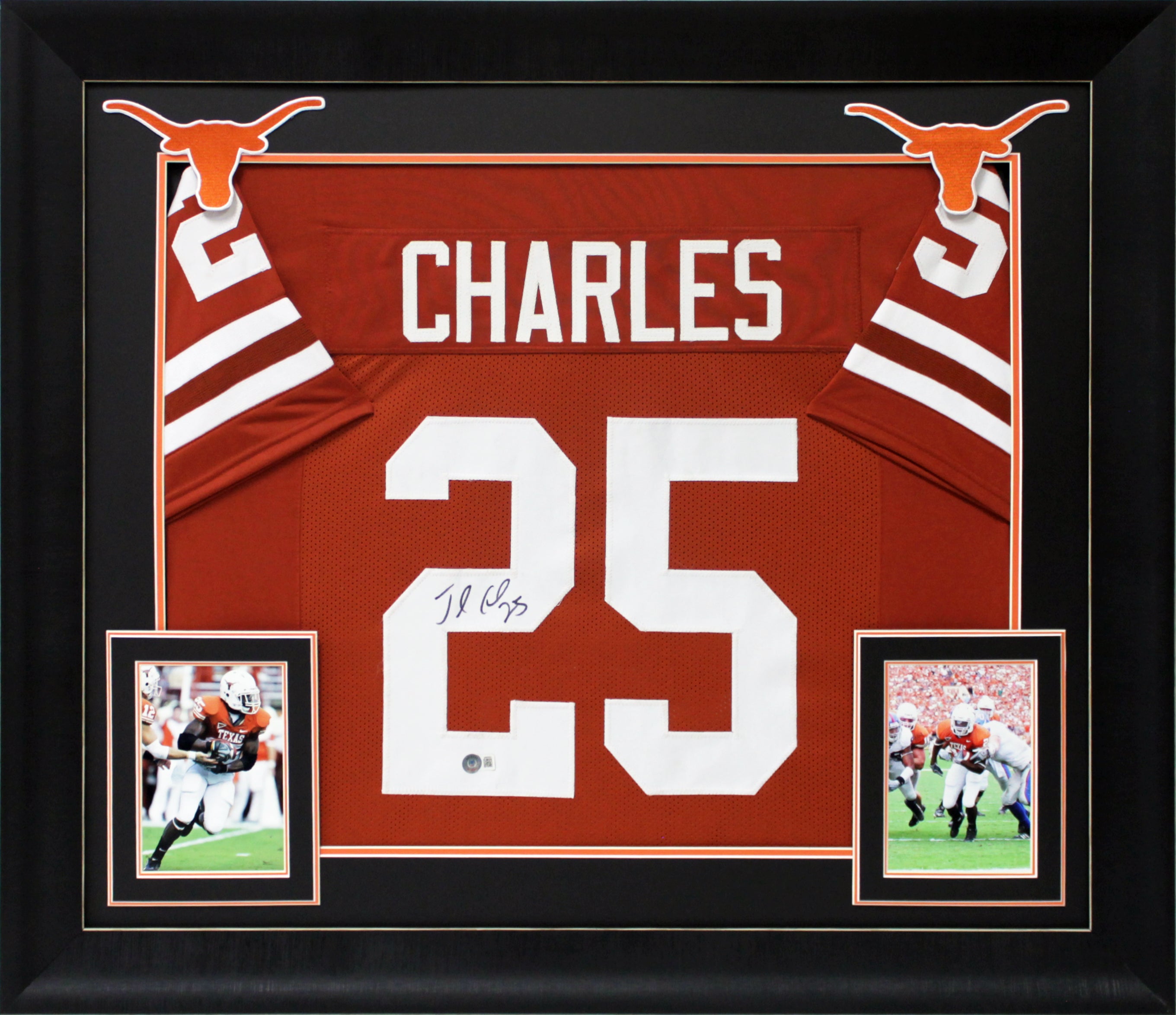 Texas Jamaal Charles Signed Burnt Orange Pro Style Framed Jersey BAS Witnessed