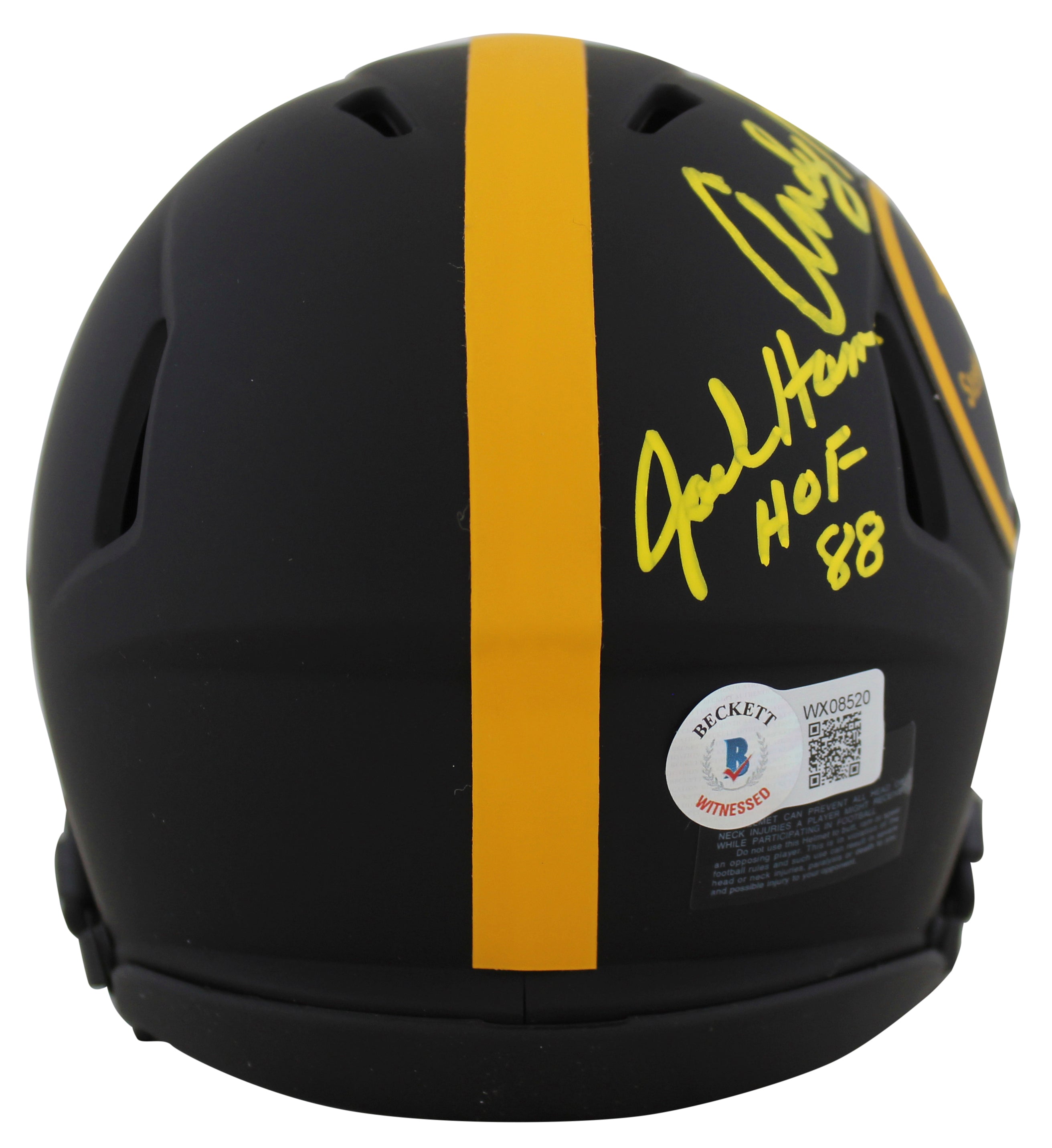 Steelers LBs (3) Ham, Lambert & Russell Signed Eclipse Speed Mini Helmet BAS Wit