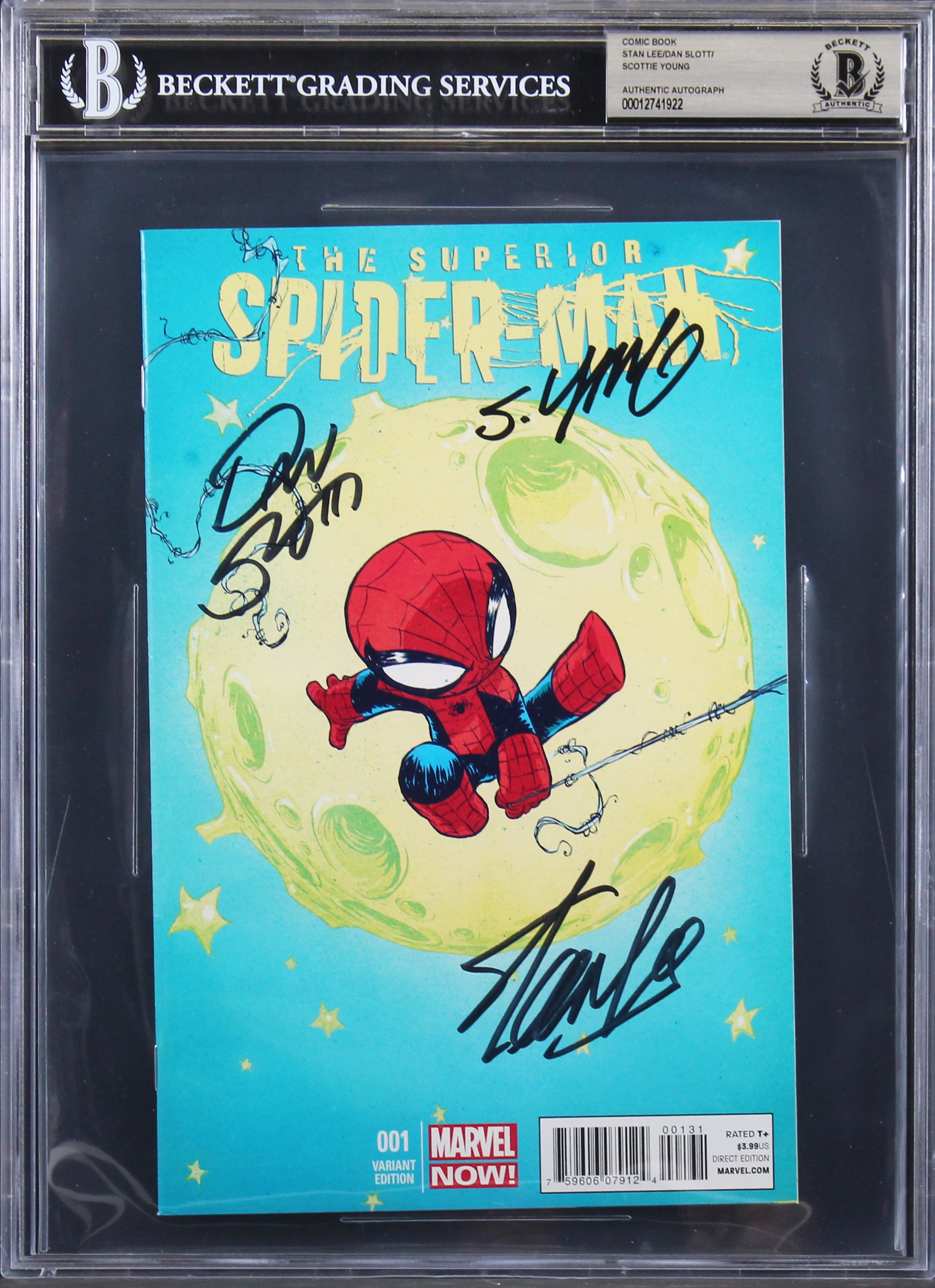 (3) Stan Lee, Slott & Young Signed The Superior Spider-Man #001 Comic BAS Slab