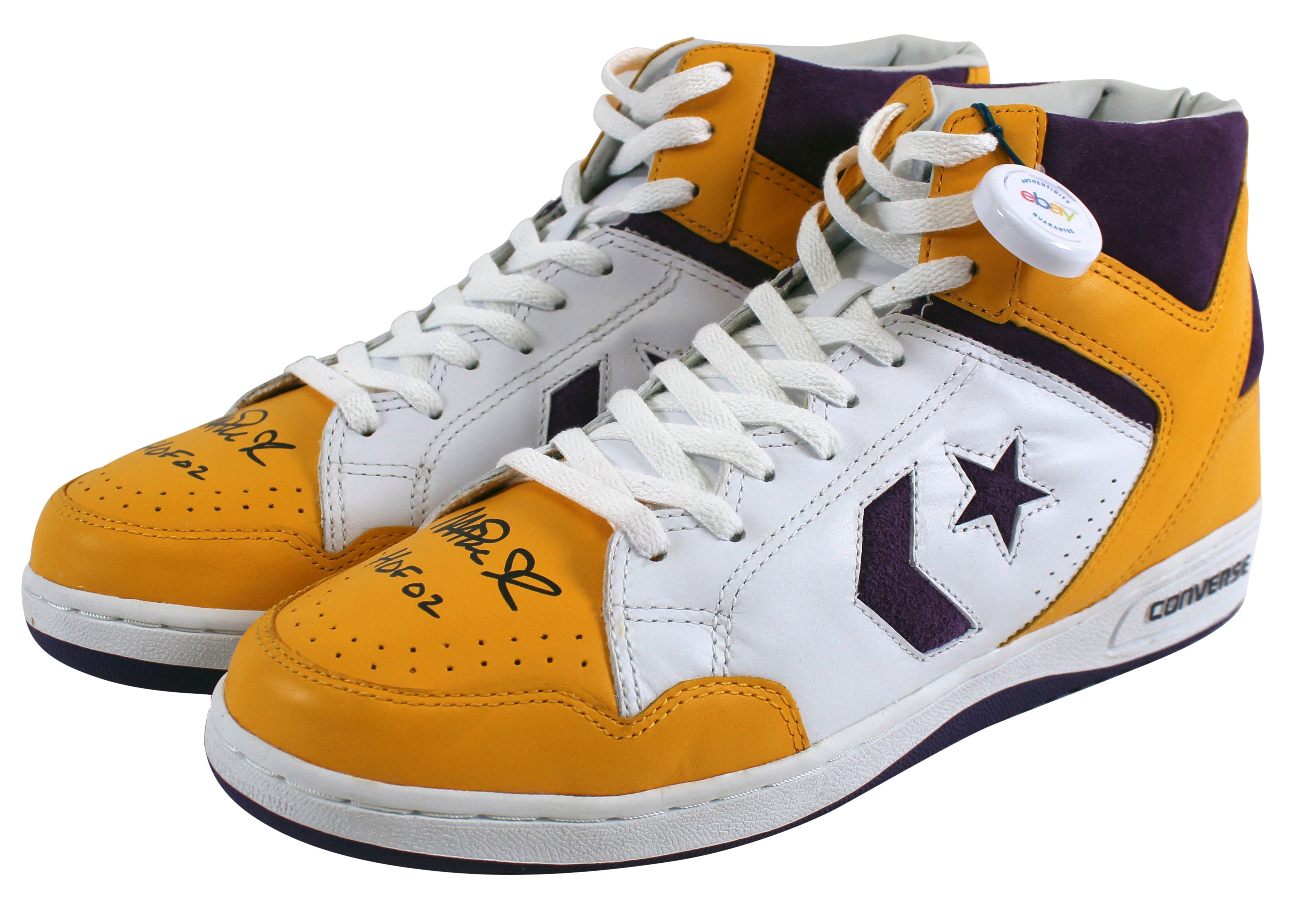 Lakers Magic Johnson HOF 02 Authentic Signed Converse Weapon Shoes BAS Witness