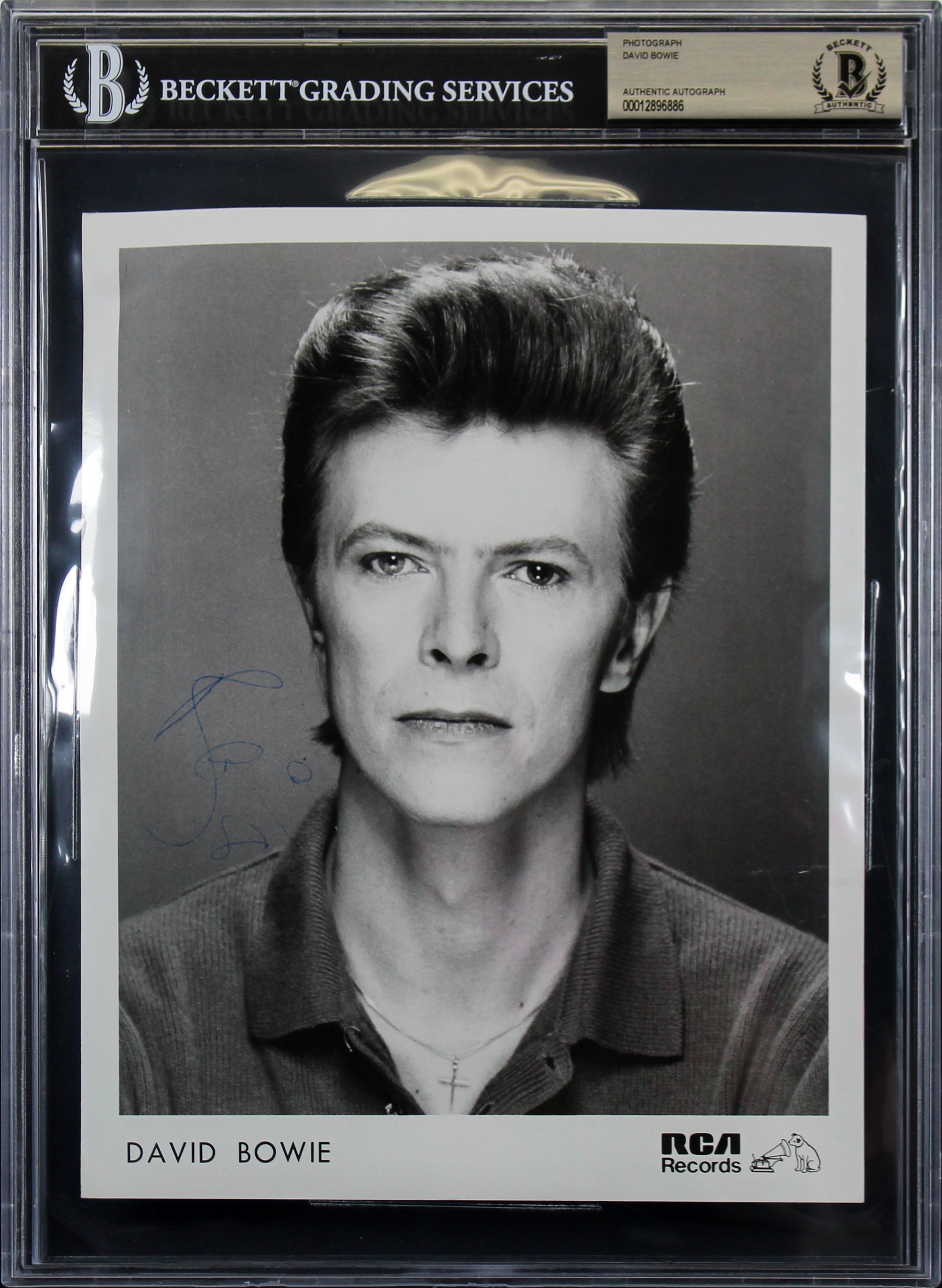 David Bowie Authentic Signed 8x10 Black & White Promotional Photo BAS Slabbed