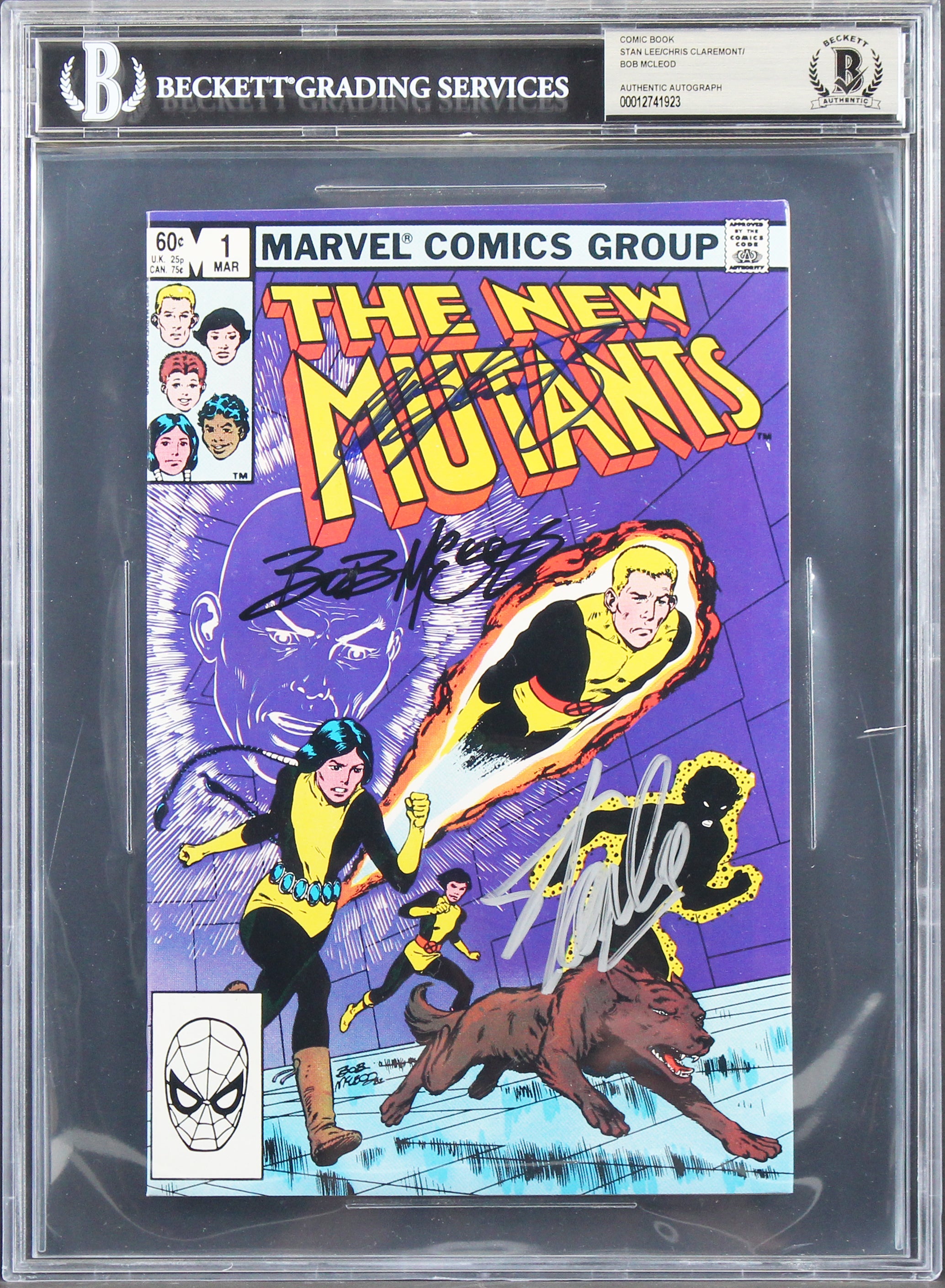 (3) Stan Lee,  Claremont & Mcleod Signed The New Mutants #1 Comic BAS Slabbed