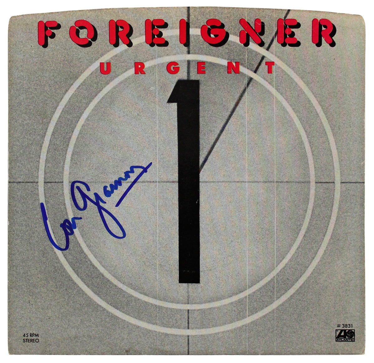 Lou Gramm Foreigner Authentic Signed Urgent 45 RPM Album Cover BAS #BF88834