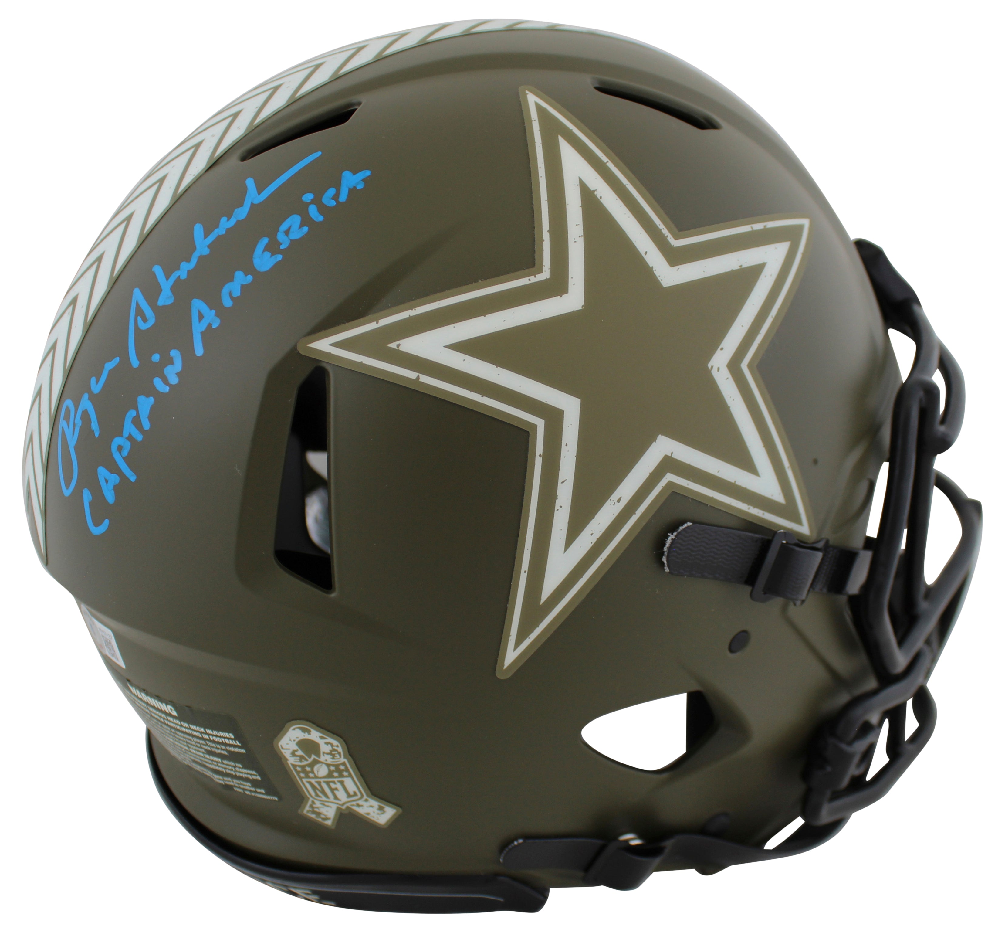 Roger Staubach "CA" Signed Salute To Service F/S Speed Proline Helmet BAS Wit