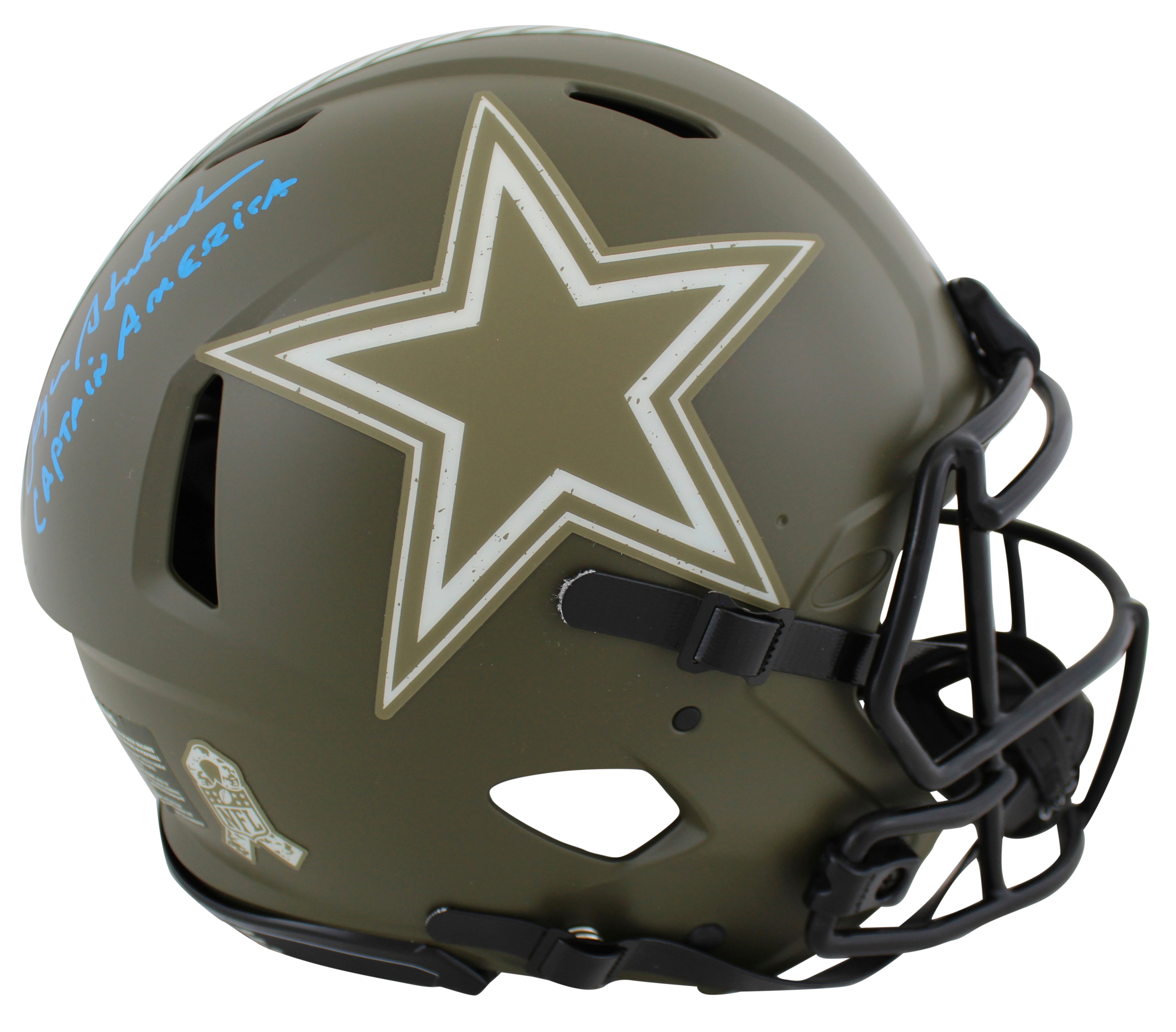 Roger Staubach "CA" Signed Salute To Service F/S Speed Proline Helmet BAS Wit