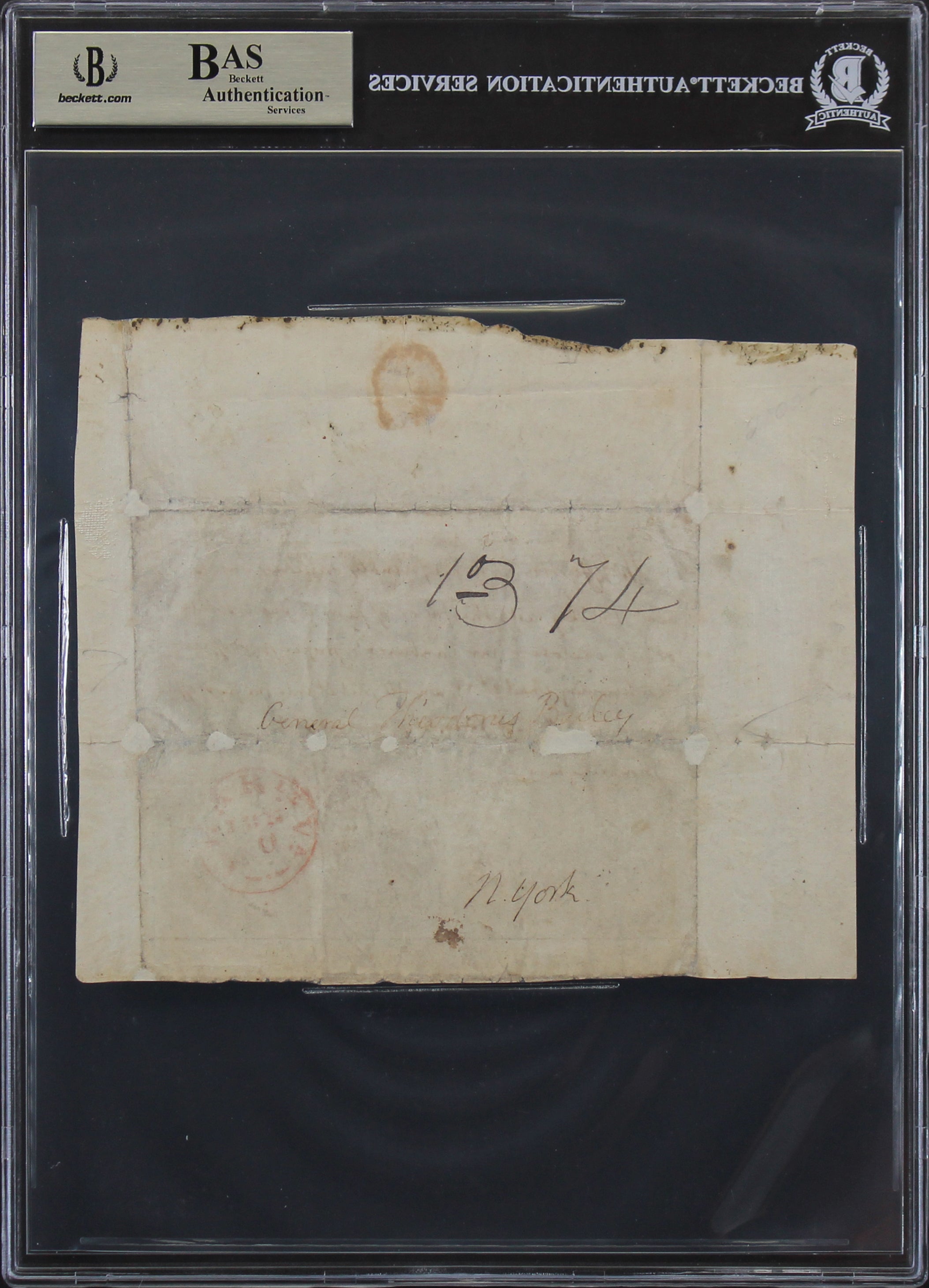 Thomas Jefferson Authentic Signed 6.25x7.5 1824 Handwritten Envelope BAS Slabbed