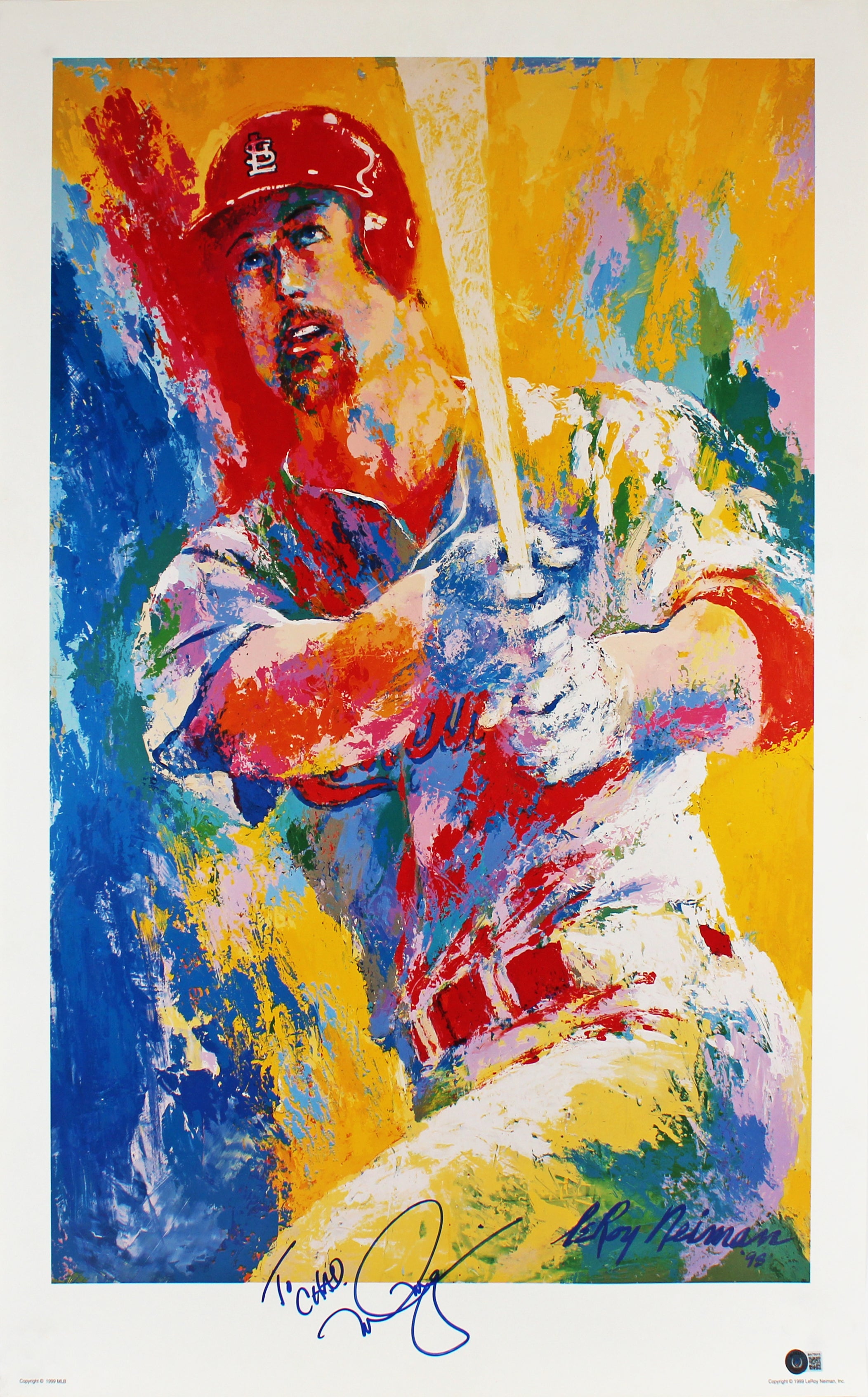 Cardinals Mark McGwire Signed 24x36 LeRoy Neiman Lithograph BAS #BA75015