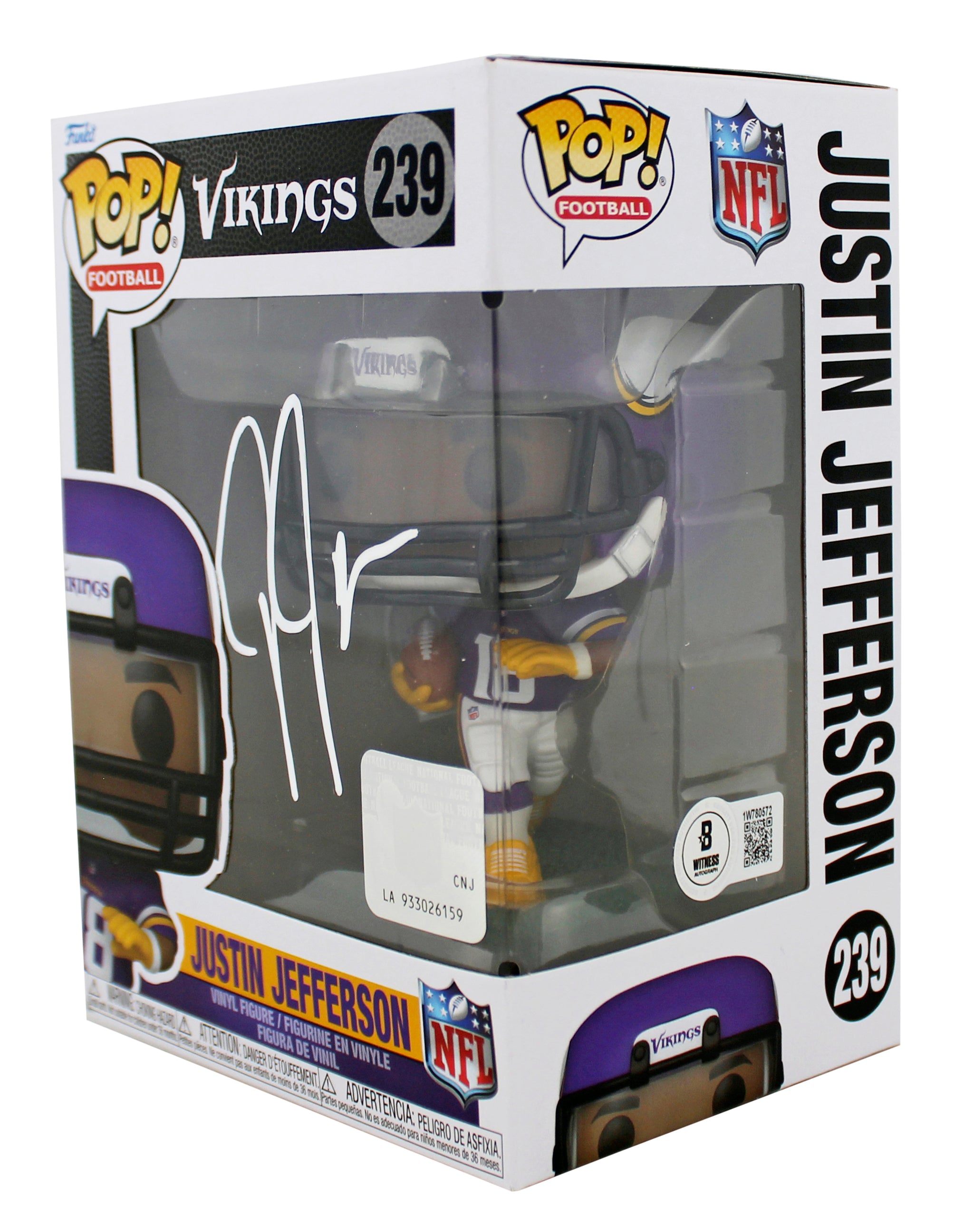 Vikings Justin Jefferson Authentic Signed #239 Funko Pop Vinyl Figure BAS Wit