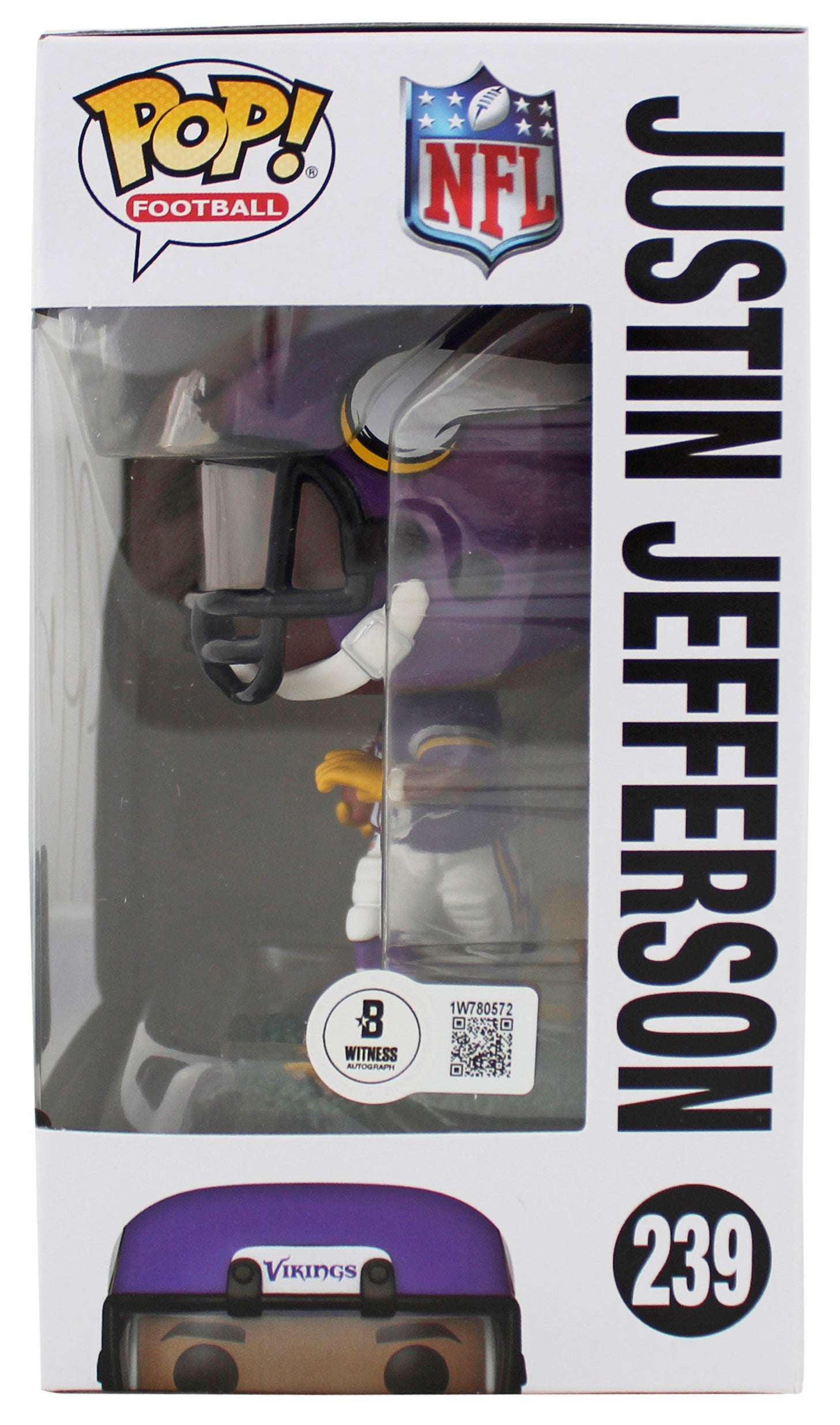 Vikings Justin Jefferson Authentic Signed #239 Funko Pop Vinyl Figure BAS Wit