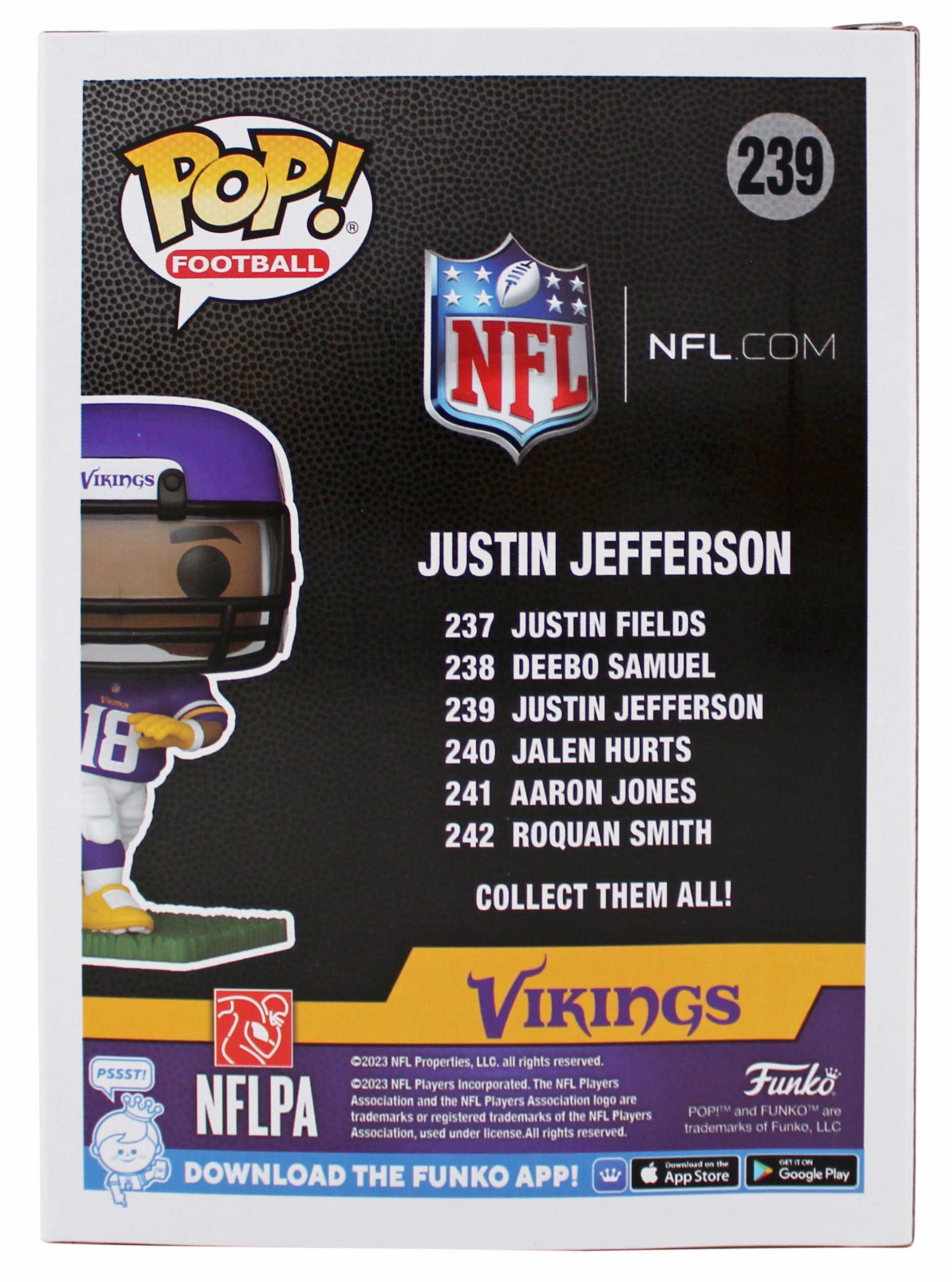 Vikings Justin Jefferson Authentic Signed #239 Funko Pop Vinyl Figure BAS Wit