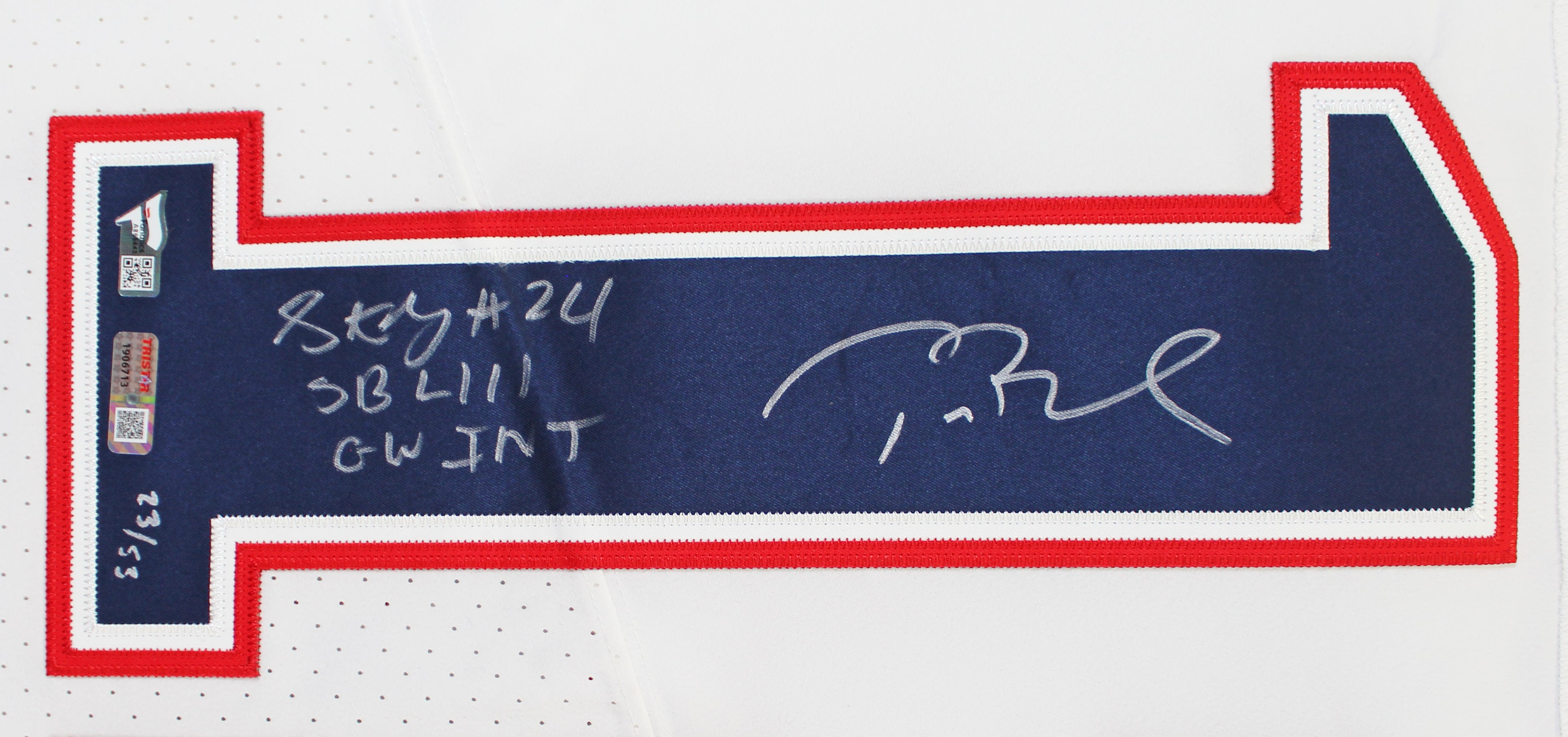 (5) Brady, Gilmore, Edelman +2 Signed White Nike Elite Jersey LE #23/53 Fanatics