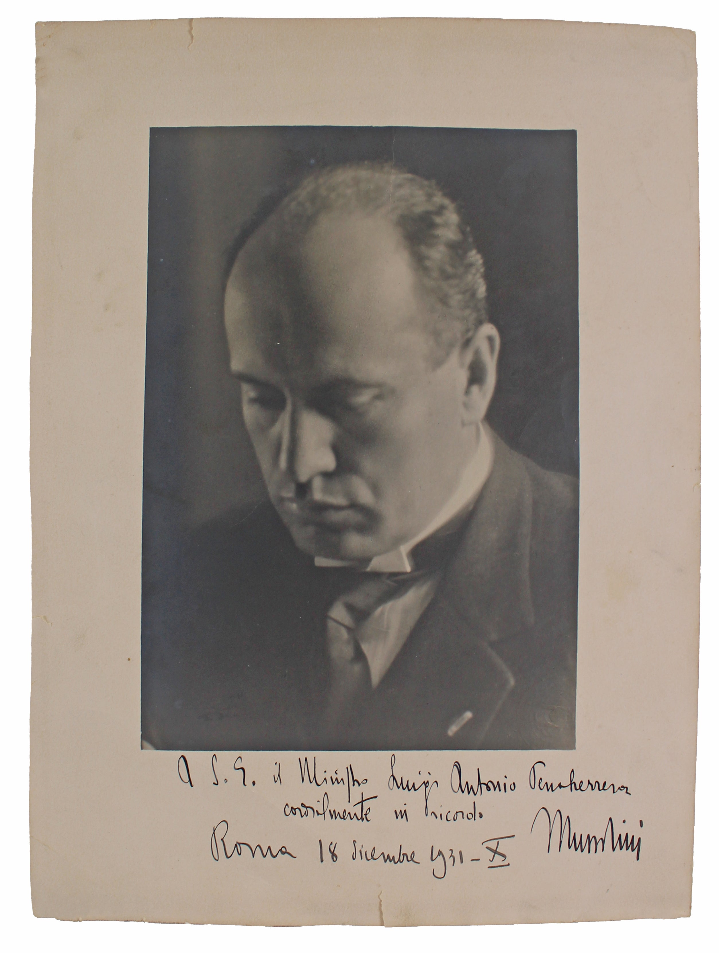 Benito Mussolini "Rome December 18, 1931 - X" Signed 10.25 x 13.25 Photo BAS