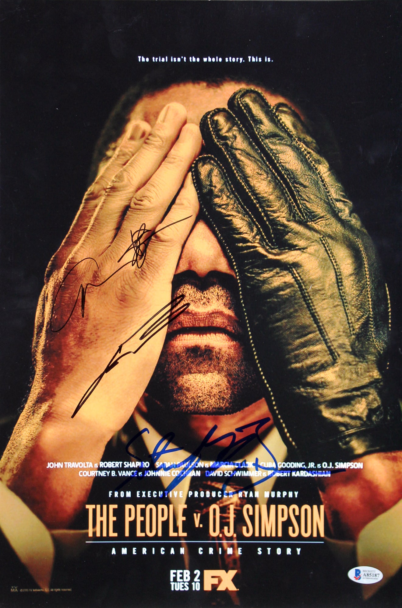 The People V. O.J. Simpson (3) Travolta Signed 12x18 Mini Movie Poster BAS