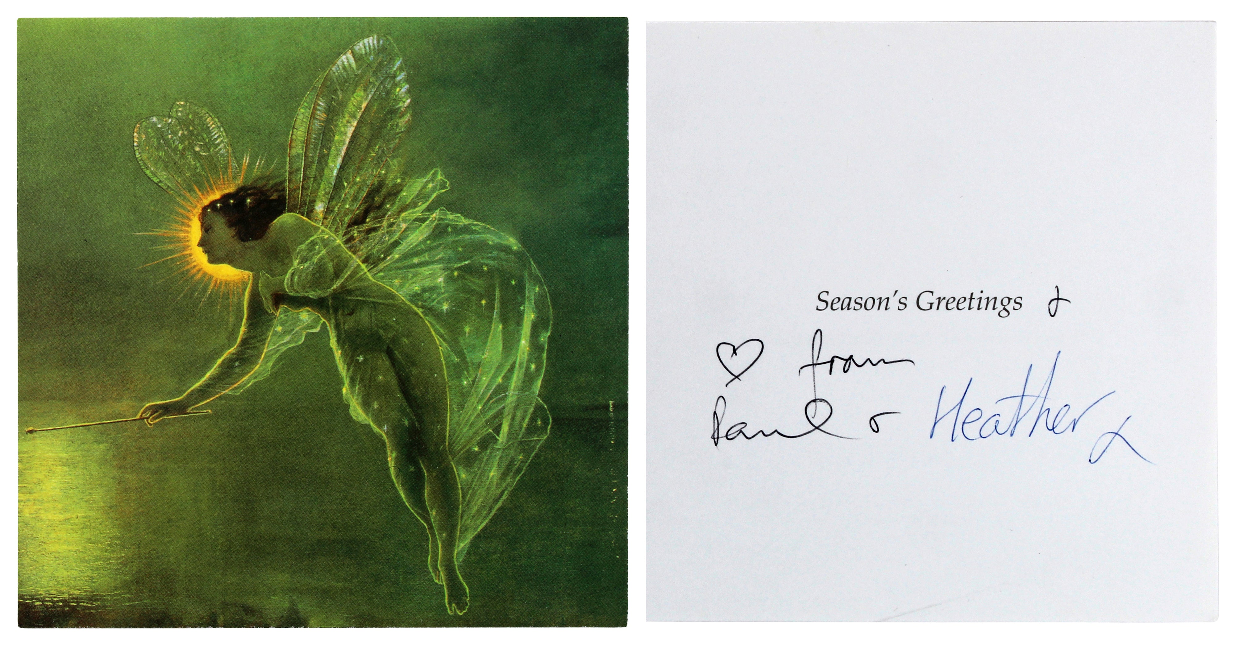 Paul McCartney & Heather Mills Authentic Signed Greeting Card BAS #AB76499