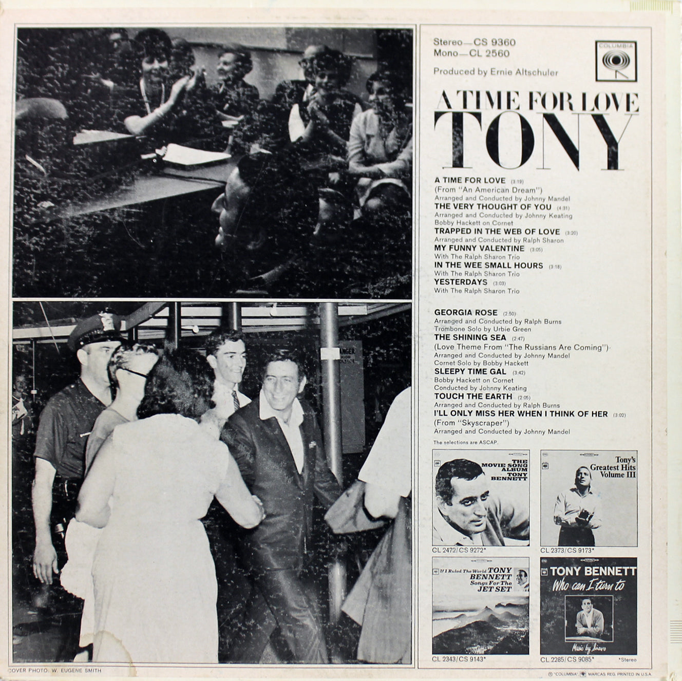 Tony Bennett Authentic Signed A Time For Love Album Cover BAS #D05371