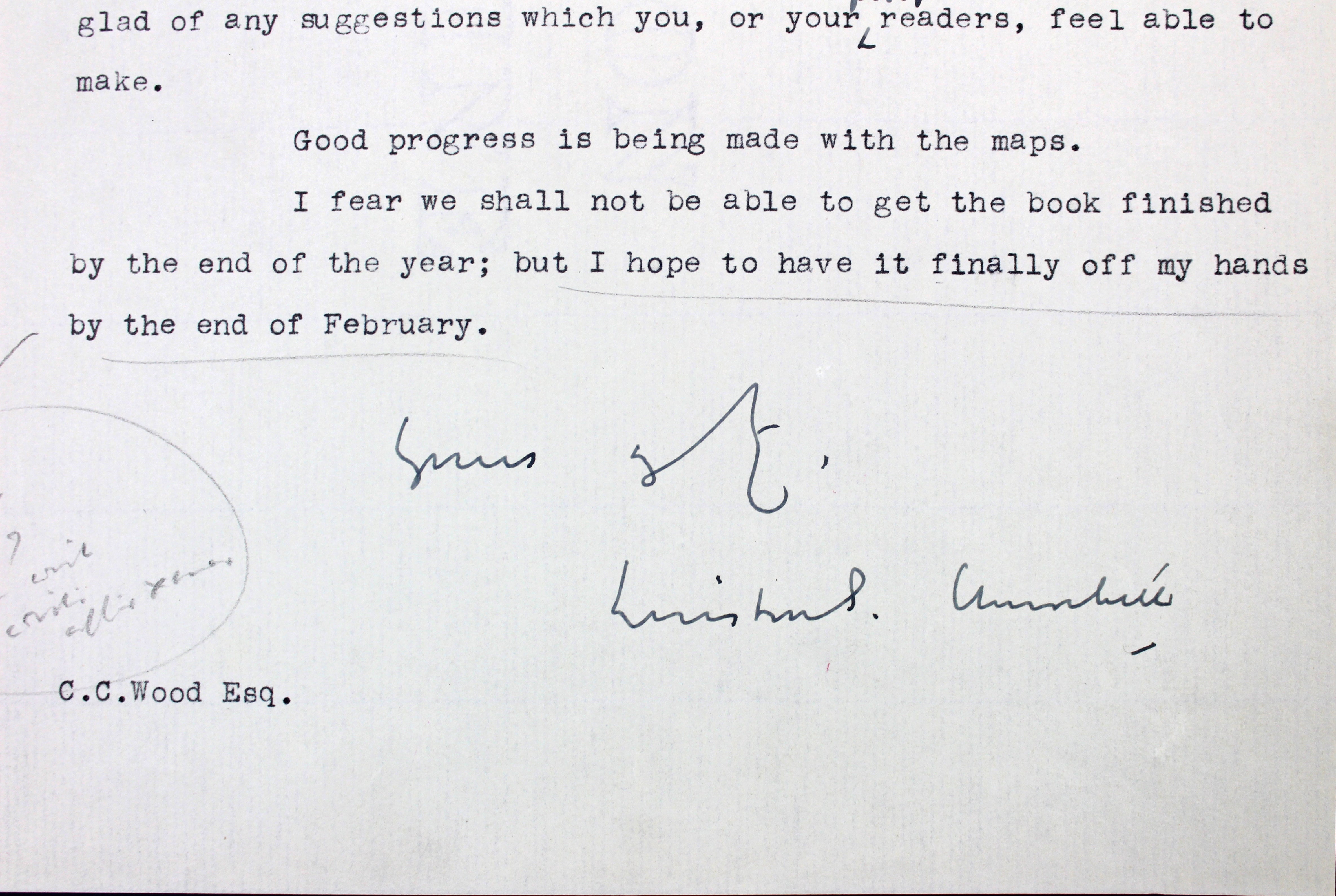 Winston Churchill Authentic Signed 1937 8x10 Letter w/ Content #A39337