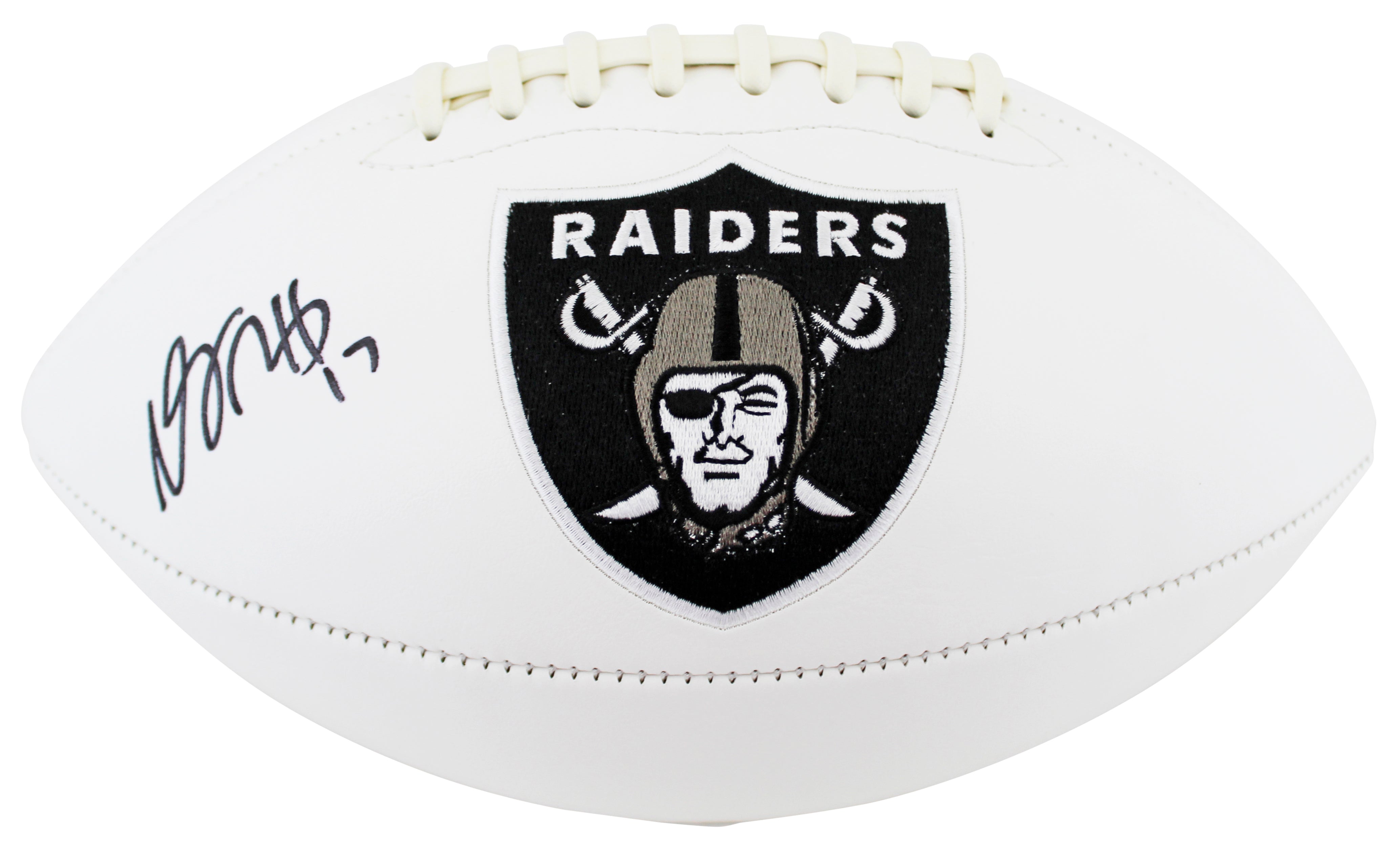 Raiders Davante Adams Authentic Signed White Panel Logo Football BAS Witnessed