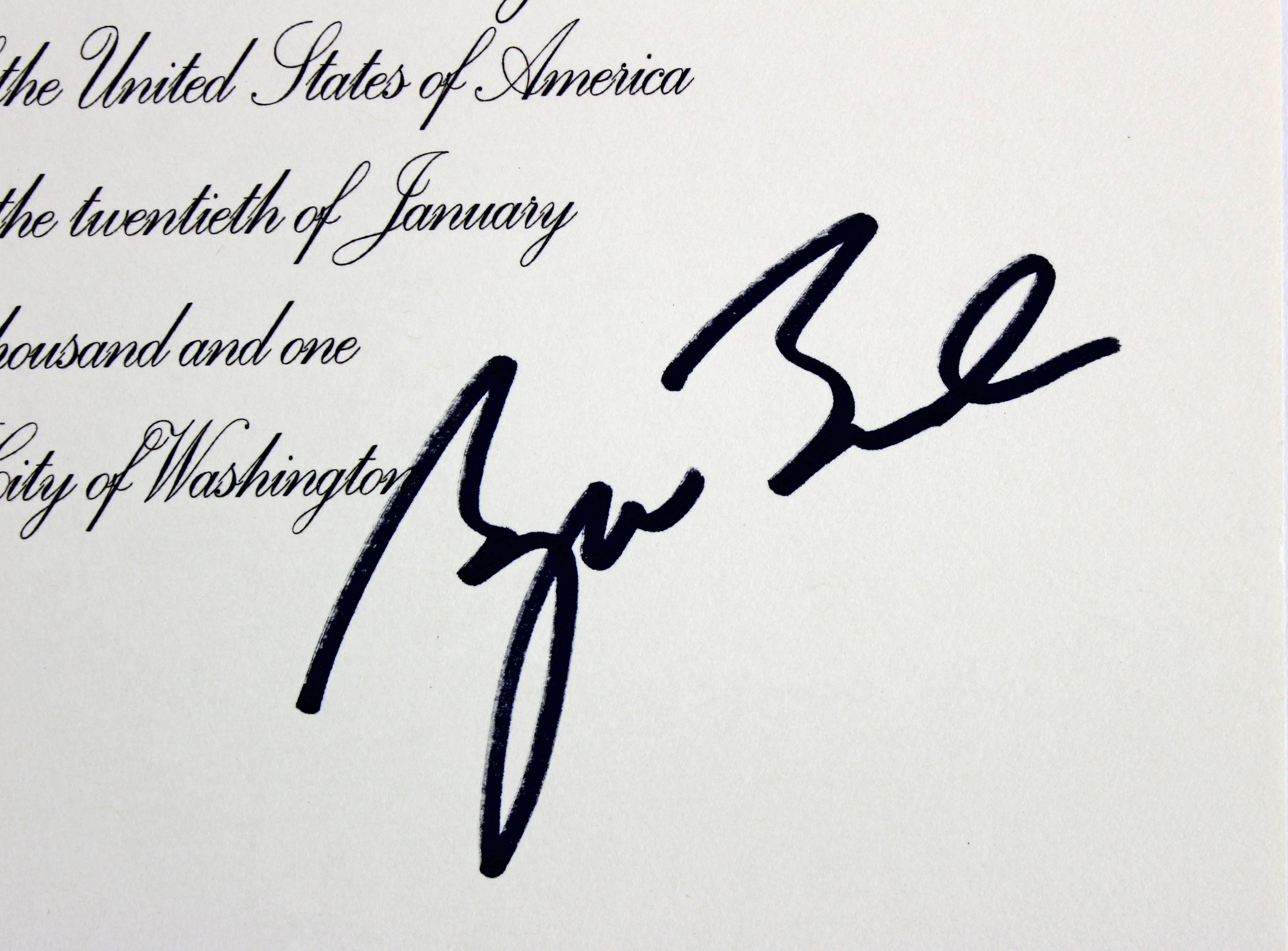 George W. Bush Authentic Signed 8.5x11 2001 Inauguration Invitation BAS #A39334