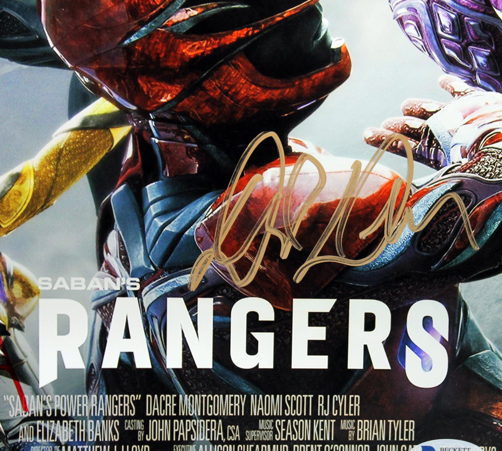 Power Rangers (5) Banks, Saban +3 Signed 12x18 Mini Movie Poster BAS #A85196