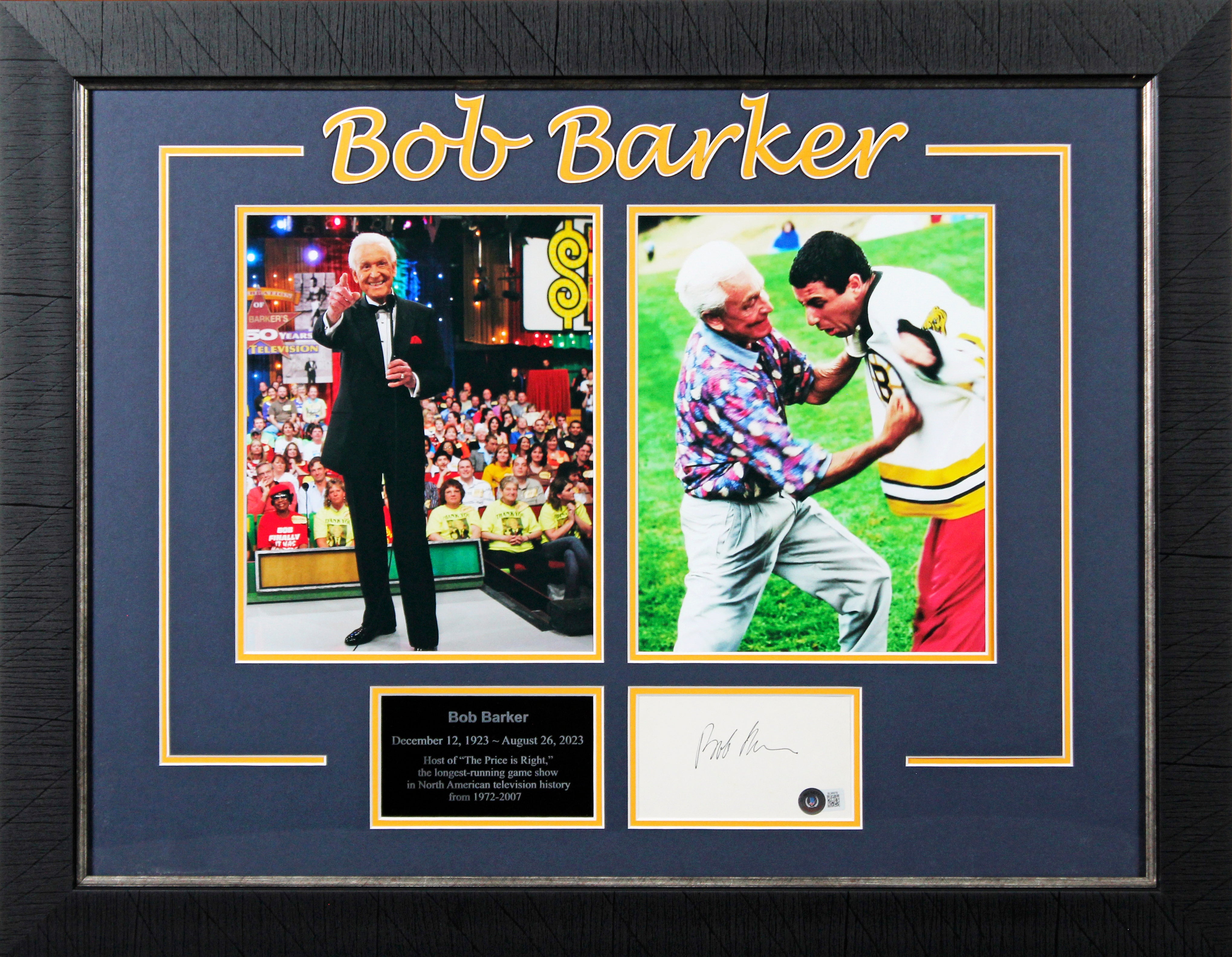 Bob Barker Happy Gilmore Authentic Signed & Framed 3x5 Index Card BAS