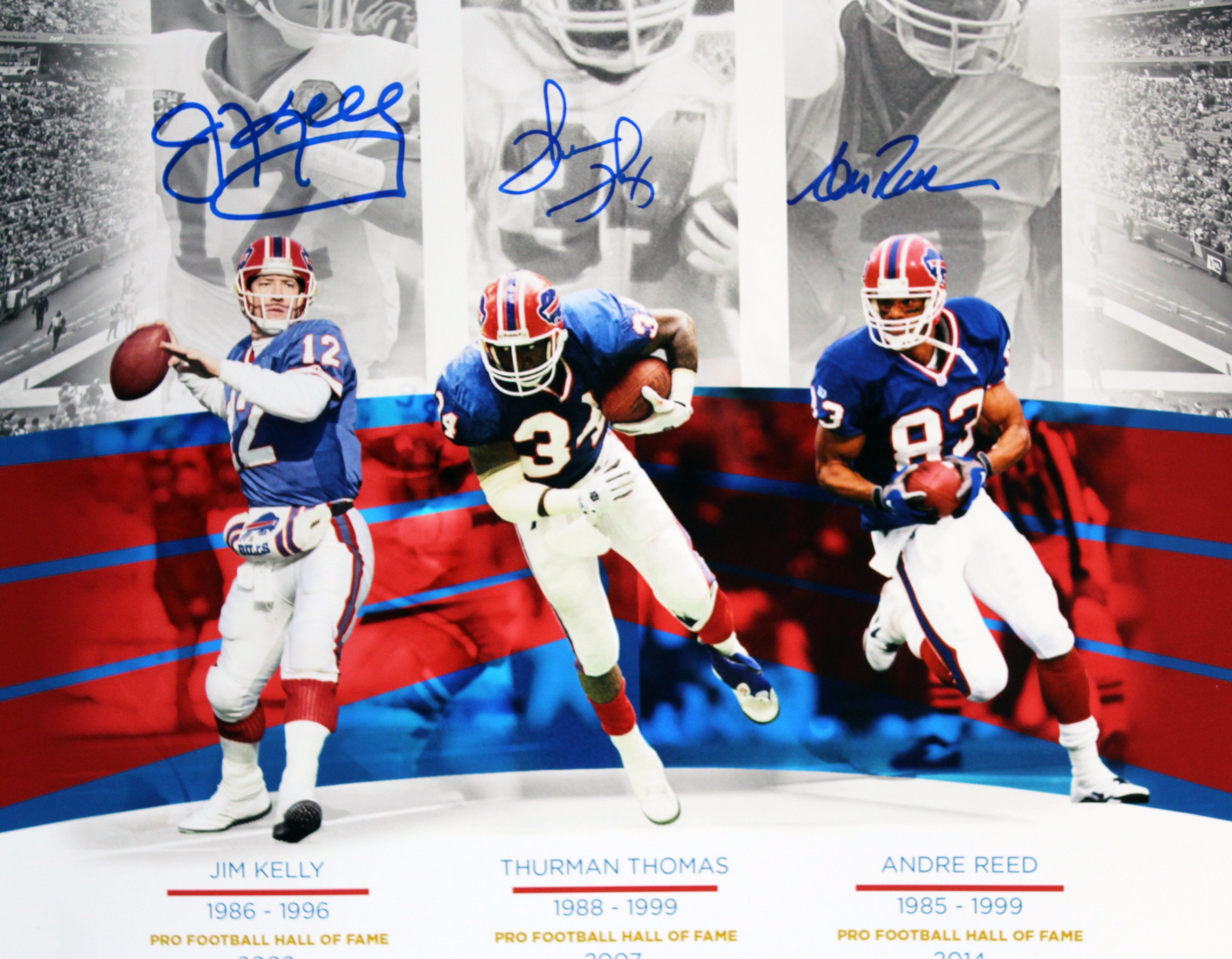 Bills (3) Kelly, Thomas & Reed Authentic Signed 16x20 Photo BAS Witnessed