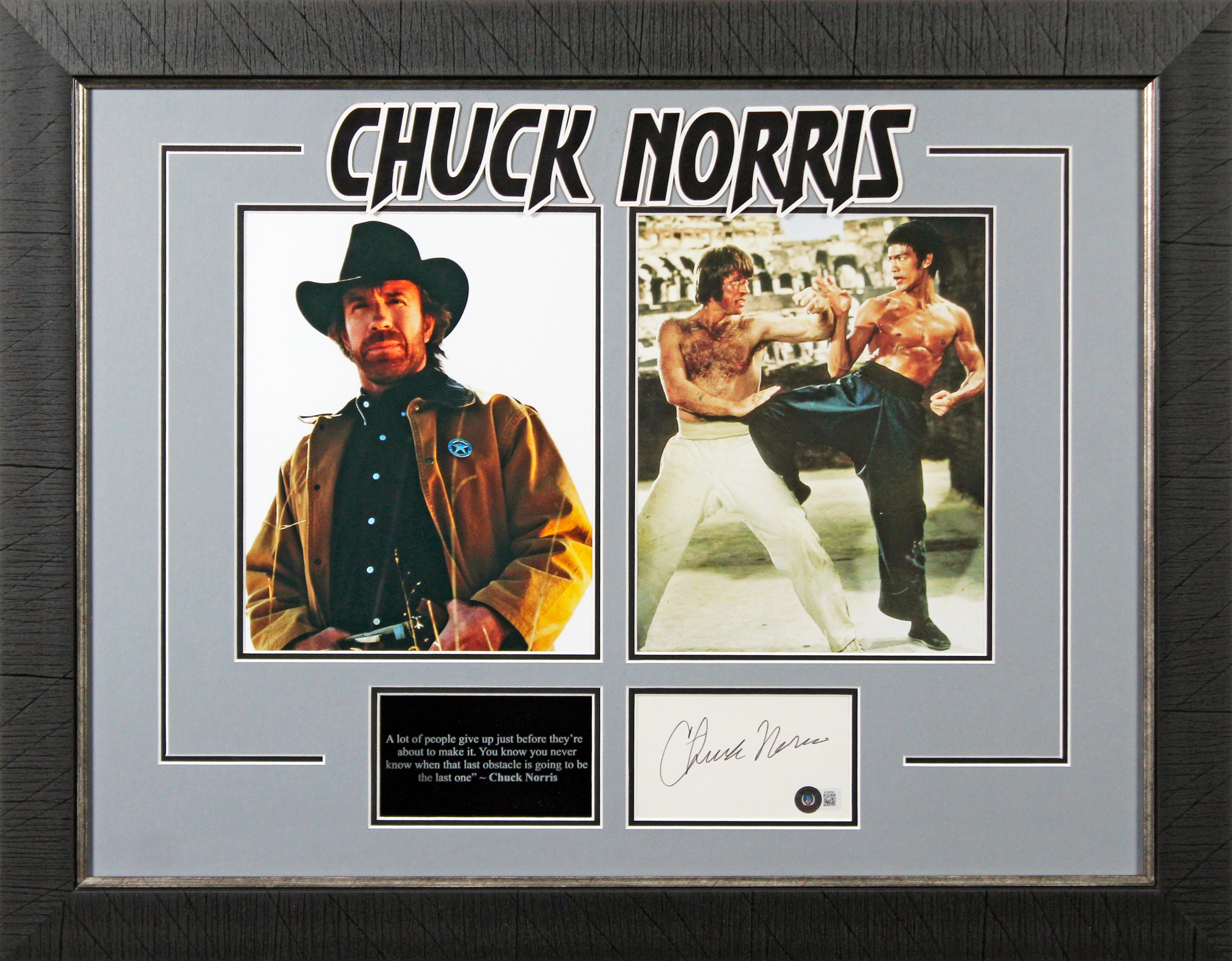 Chuck Norris Walker, Texas Ranger Authentic Signed & Framed 3x5 Index Card BAS