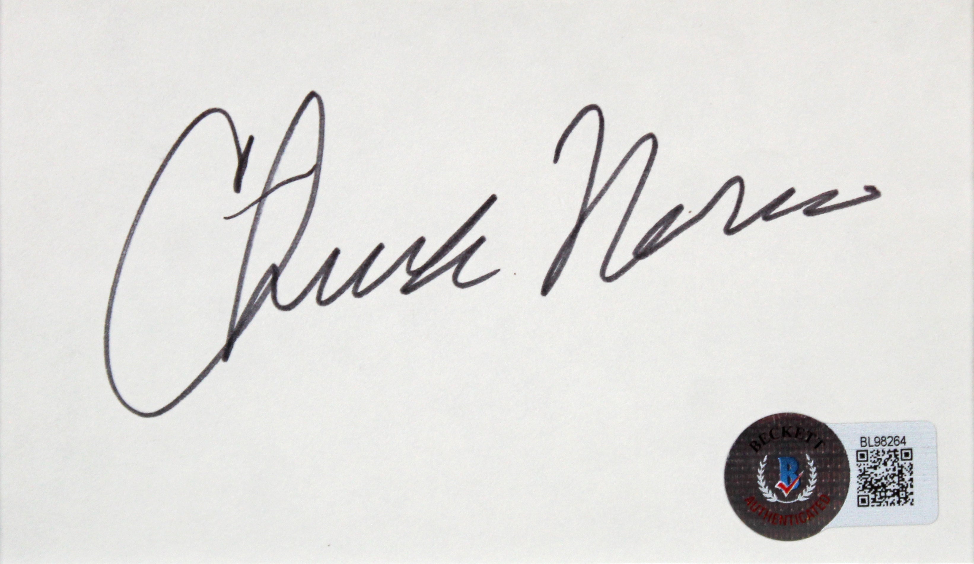 Chuck Norris Walker, Texas Ranger Authentic Signed & Framed 3x5 Index Card BAS