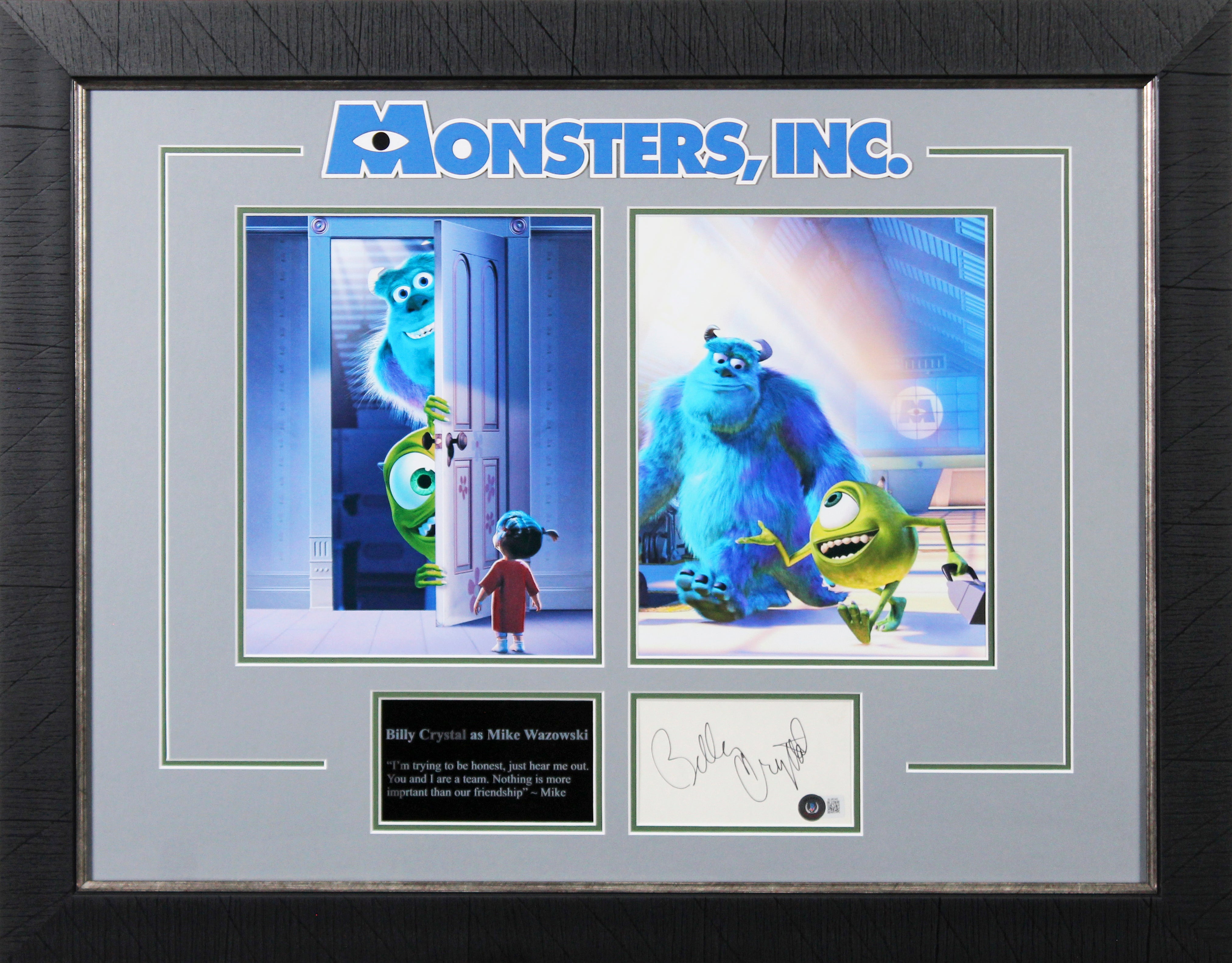 Billy Crystal Monsters Inc. Authentic Signed & Framed 3x5 Index Card BAS