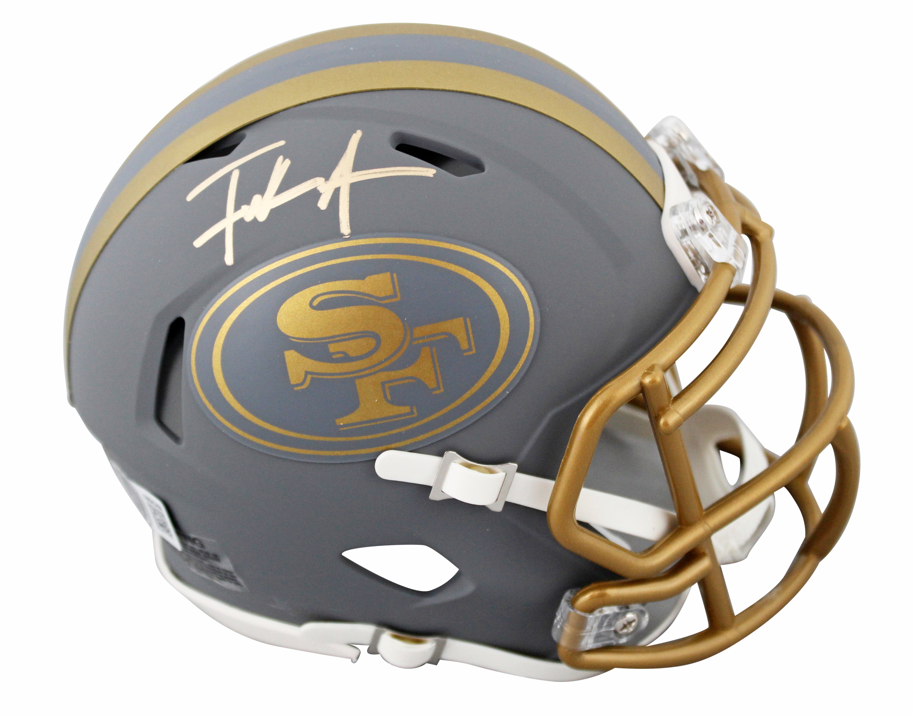 49ers Frank Gore Authentic Signed Slate Speed Mini Helmet W/ Case BAS Witnessed