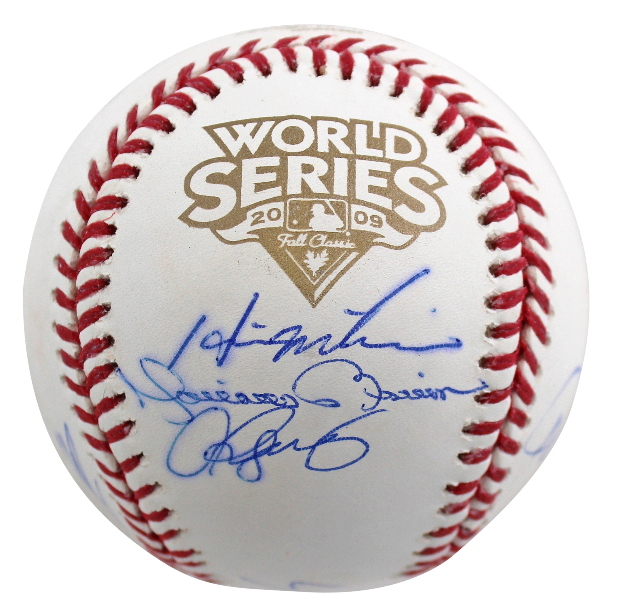 2009 Yankees (9) Jeter Rivera Posada Signed 2009 WS Logo Oml Baseball Steiner 1