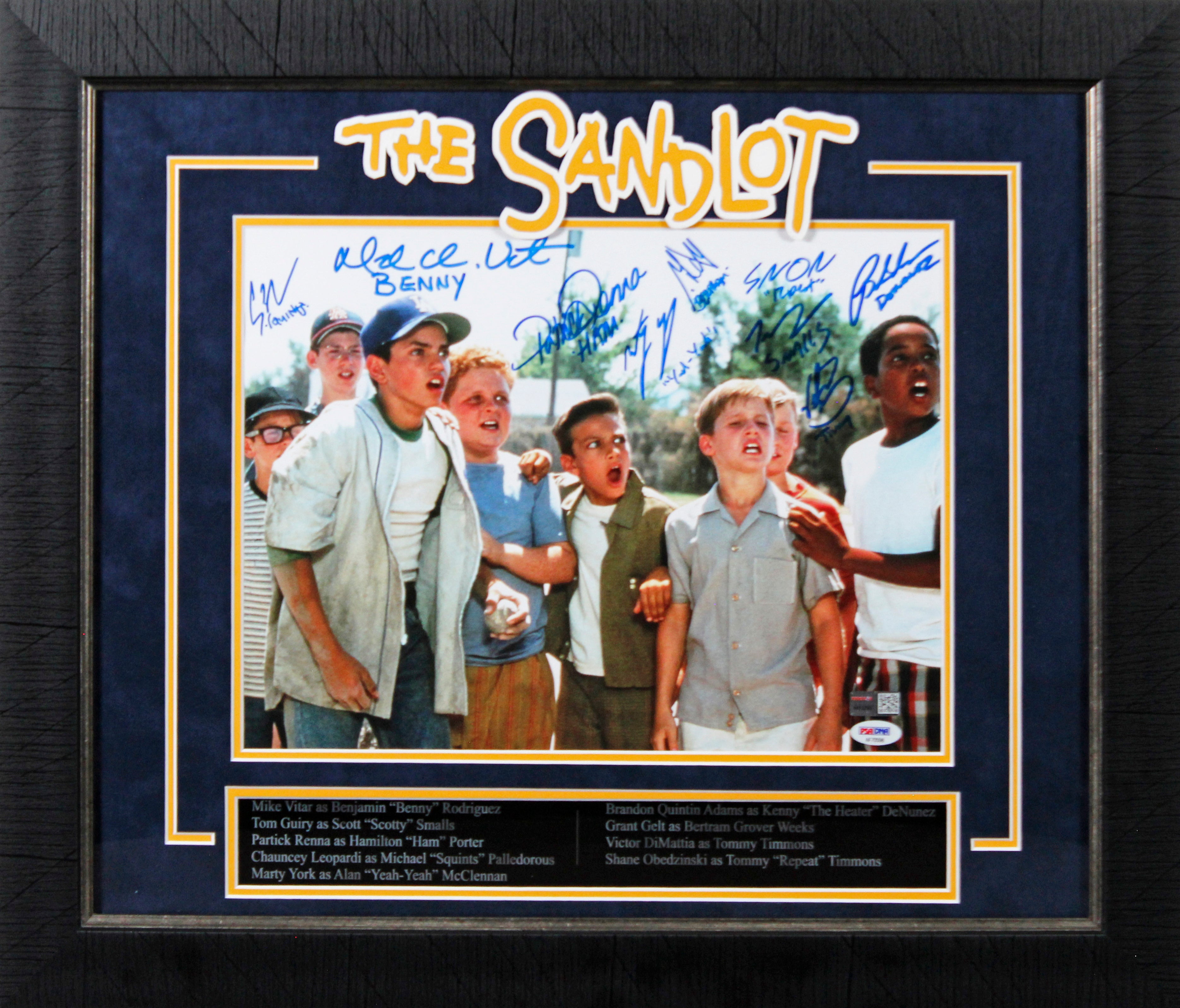 The Sandlot (9) Vitar, Guiry, Renna, Leopardi +5 Signed 11x14 Framed Photo PSA