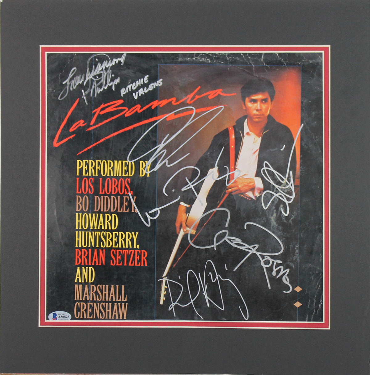 La Bamba (6) Lou Diamond Phillips Signed & Matted Soundtrack Album Cover BAS