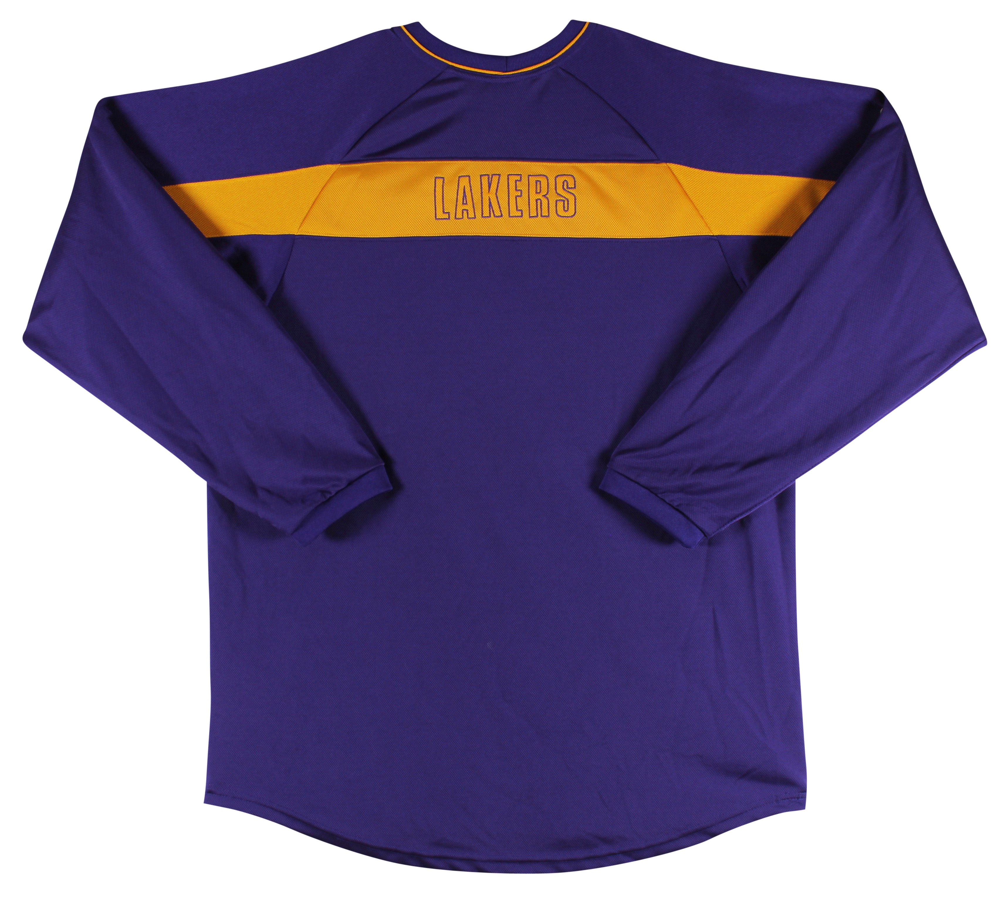 Lakers Magic Johnson Authentic Signed Purple Nike Warmup Shirt BAS Wit #W205616