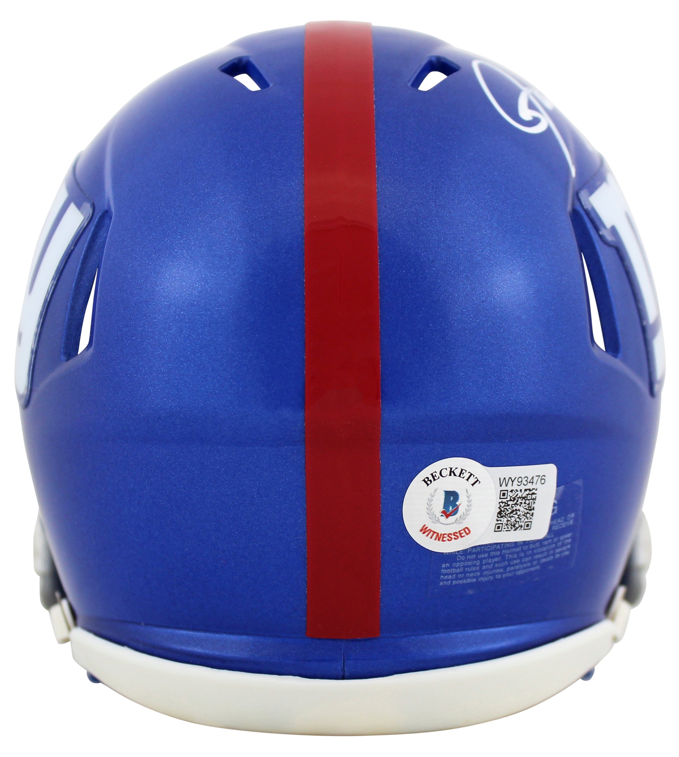 Giants Lawrence Taylor Authentic Signed Blue Speed Mini Helmet BAS Witnessed