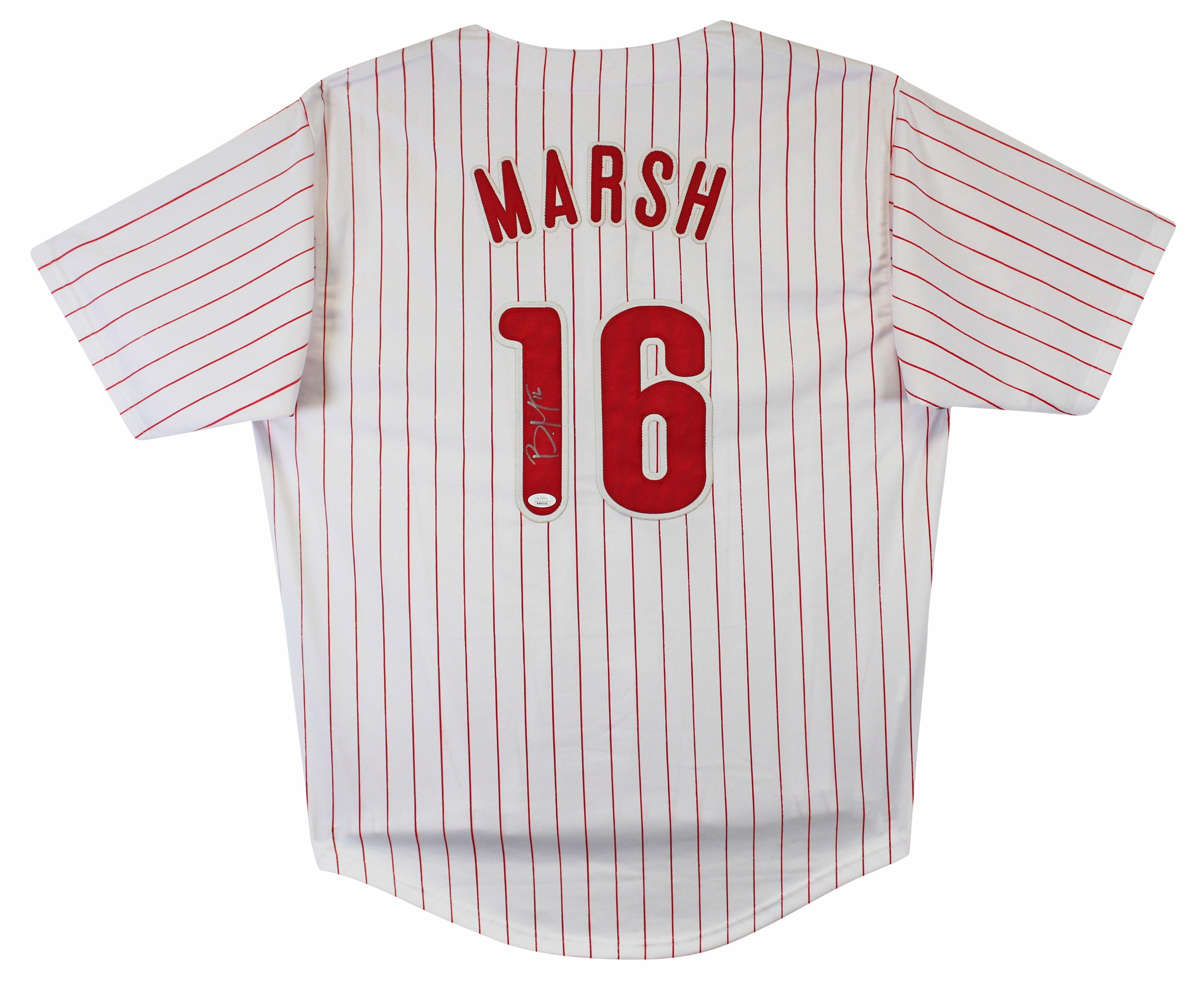 Brandon Marsh Authentic Signed White Pinstripe Pro Style Jersey JSA Witness